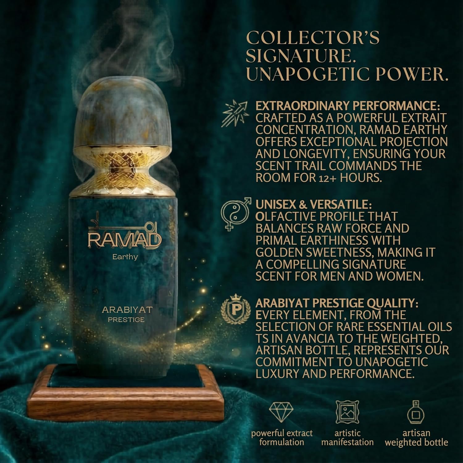 ARABIYAT PRESTIGE Ramad Earthy Extrait De Parfum (100ml) – Luxury Long Lasting Extrait De Parfum | UNISEX | Exotic Notes of Honey, Mango, Cappuccino, and Smoky Patchouli