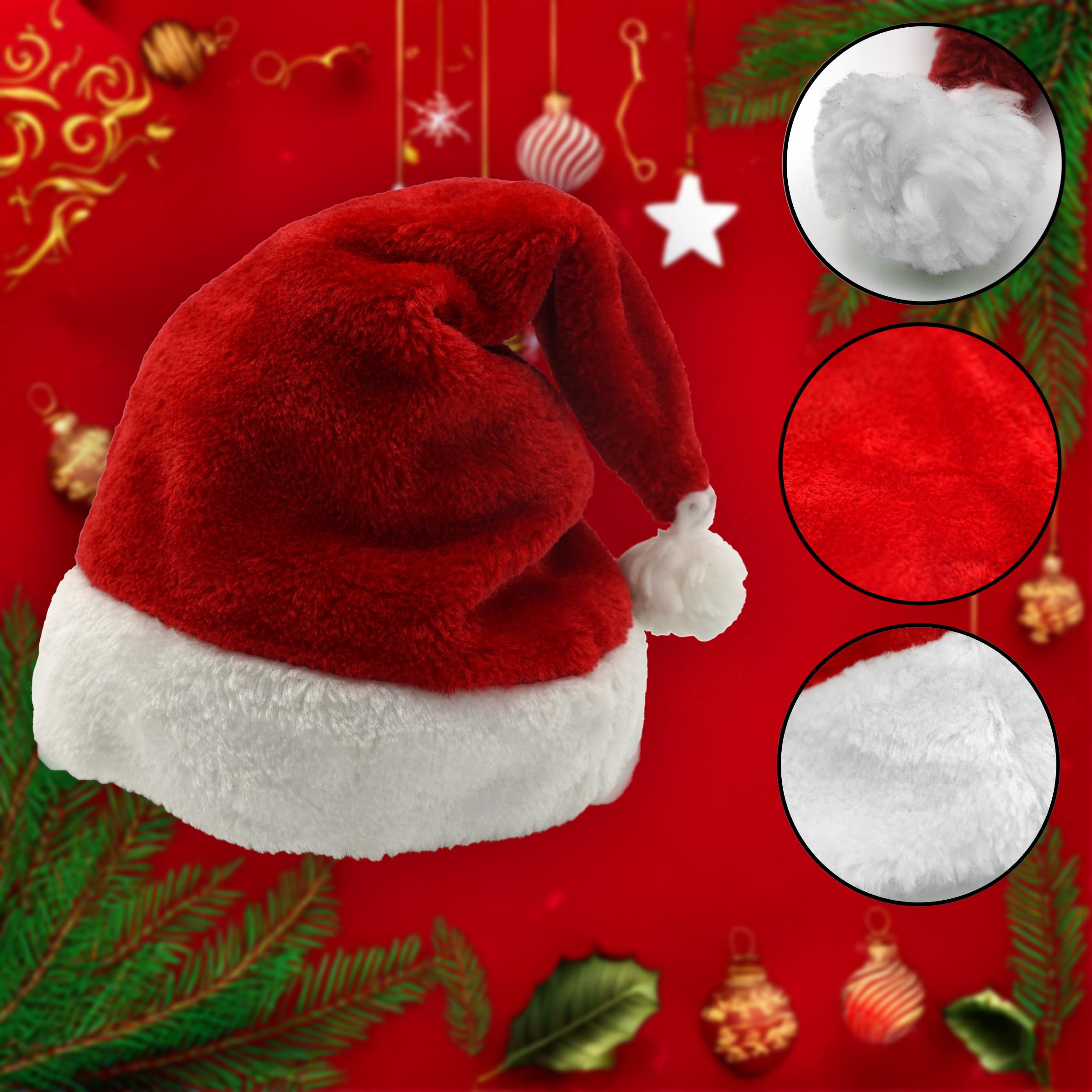 Makotex 1 bis 100 Weihnachtsmützen Nikolausmützen Weihnachtsmann Mütze Weihnacht ca. 28x42 (100, Polyester)