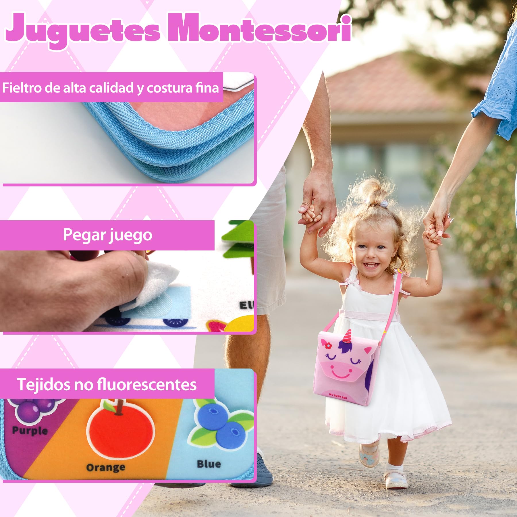 Busy Board Montessori 1 2 3 Anni, 12 in 1 Giochi Bambini Educativi Tabellone Attivitài 1 Anno, Feltro Quiet Book, Pannello Sensoriale Montessori Giocattoli Regalo, Libro Montessori Interattivo