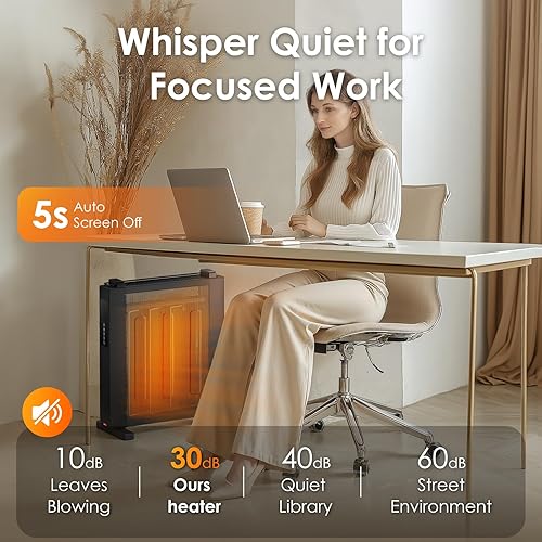 Miniatura 8 de Air Choice Calentador de convección de 1500 W, calentador eléctrico para habitación grande, termostato ajustable, control remoto, temporizador de 12