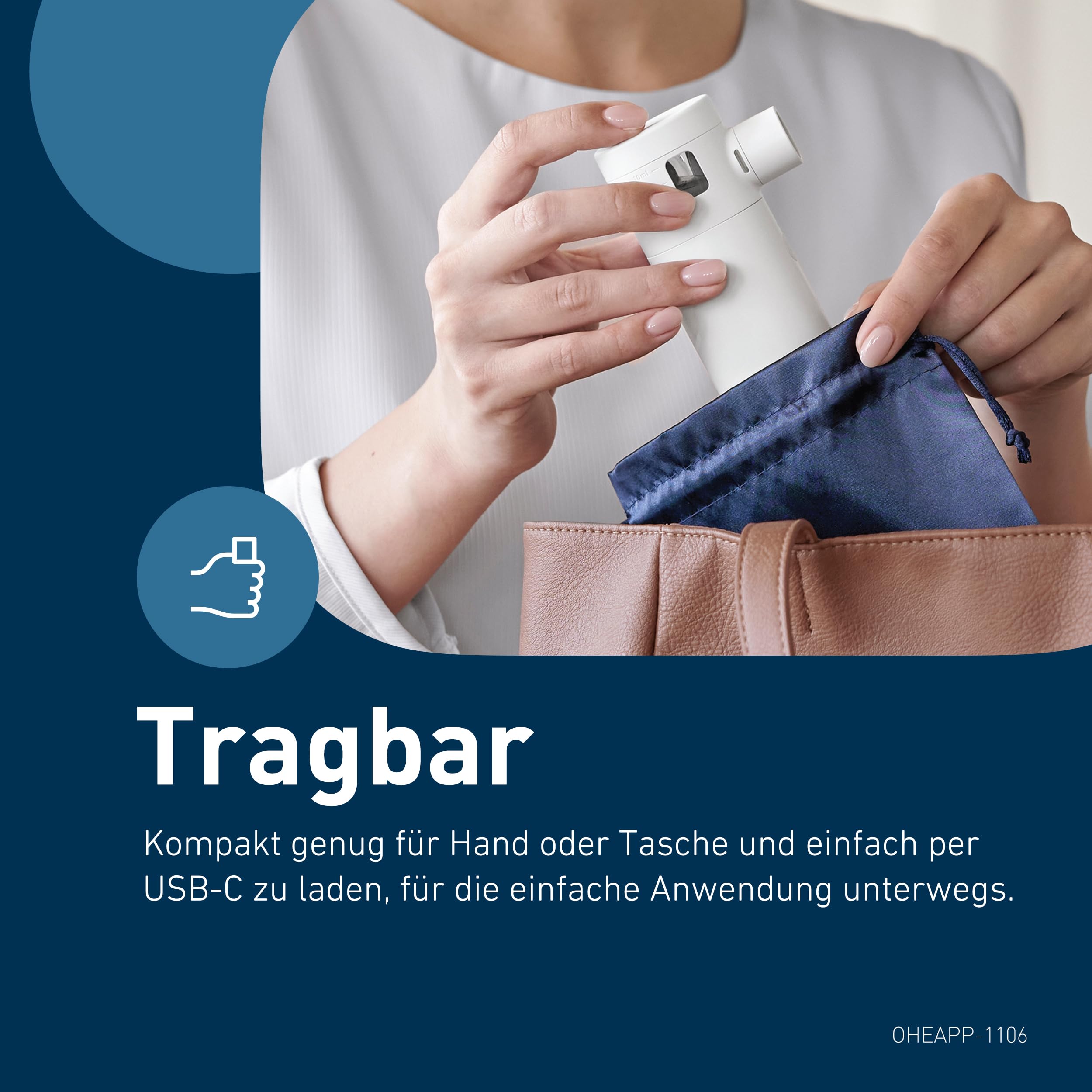 Leiser Inhalator mit 2 Maskengrößen & Mundstück, Husten & Erkältung, USB-C aufladbar | Inhalator mit 2 Maskengrößen und Mundstück, Linderung von Husten und Erkältung, wiederaufladbar per Micro-USB
