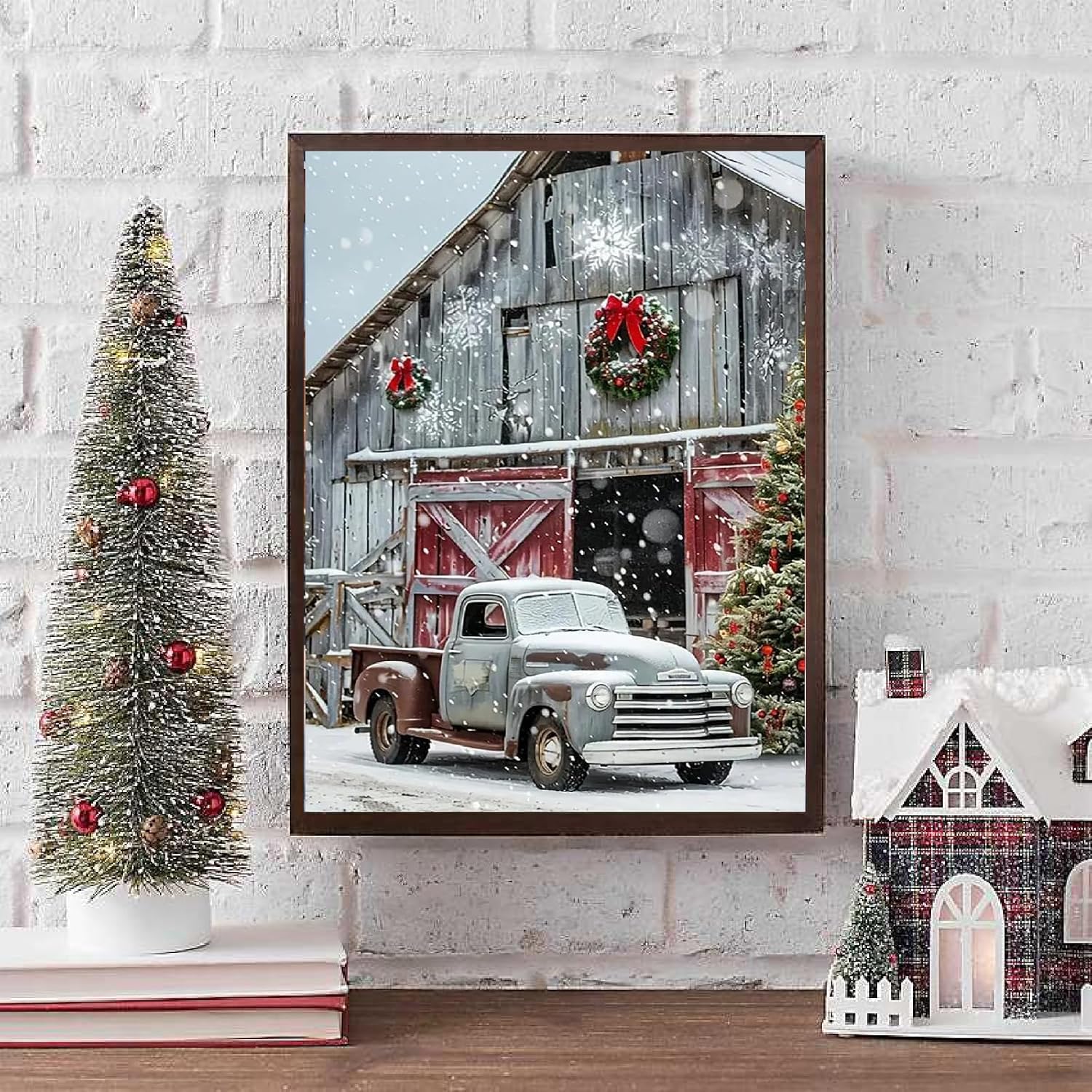 Eiazuiks Christmas Stamping Cross Stitch Kit,Truck Christmas Counting Cross Stitch Kit for Adult Beginners, Full Line DIY Stitching Kit for Home Decor Cross Stitch Patterns 12x16 inches image 2