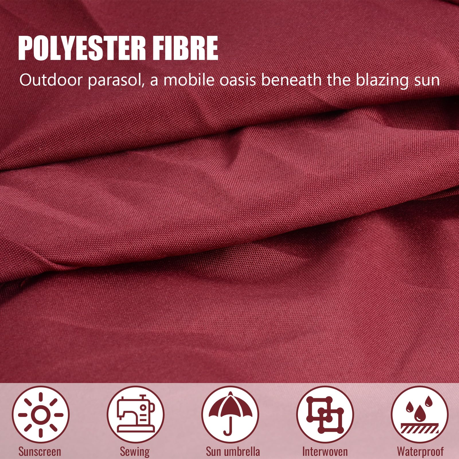 Ombrellone da esterno di ricambio per 8 ombrelloni a costine, protezione UV, 3 m, ricambio per ombrelloni da giardino, piscina, patio, colore rosso vino