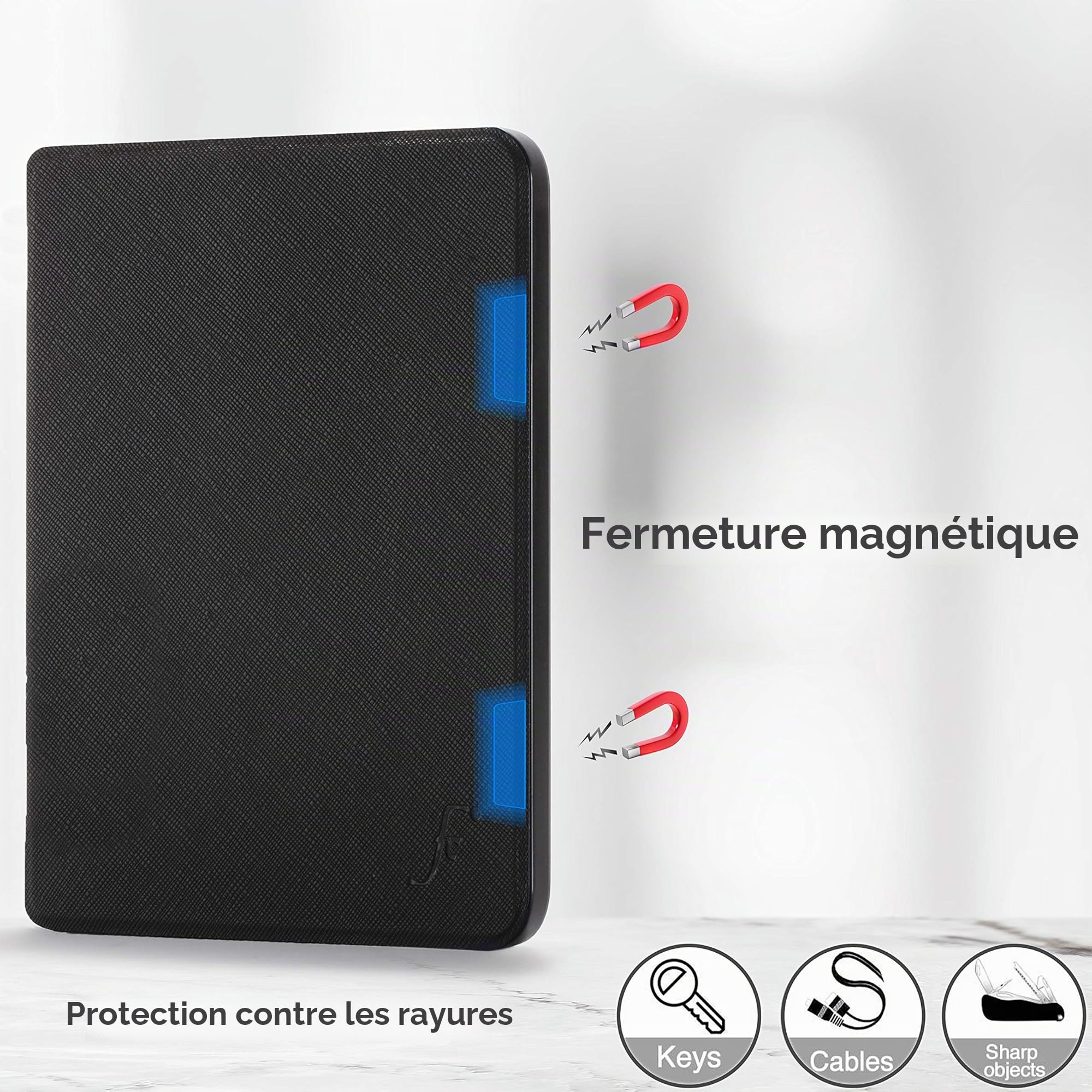 Forefront Cases Étui pour Kobo Aura H2O Edition 1 (Modèle: 2014) - Mince et Léger, Fonction Automatique Veille/Réveil Intelligente Étui, Coque de Protection pour Kobo Aura H2O Edition 1 - Noir