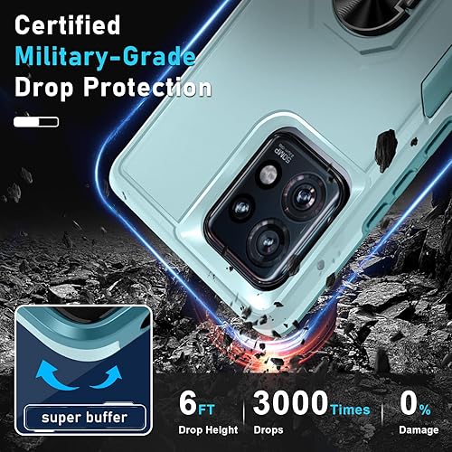 Miniatura 4 de Janmitta Funda para Motorola Edge+ Plus (2023), resistente a prueba de golpes, soporte de anillo de metal giratorio integrado NO para Edge + 2022 o