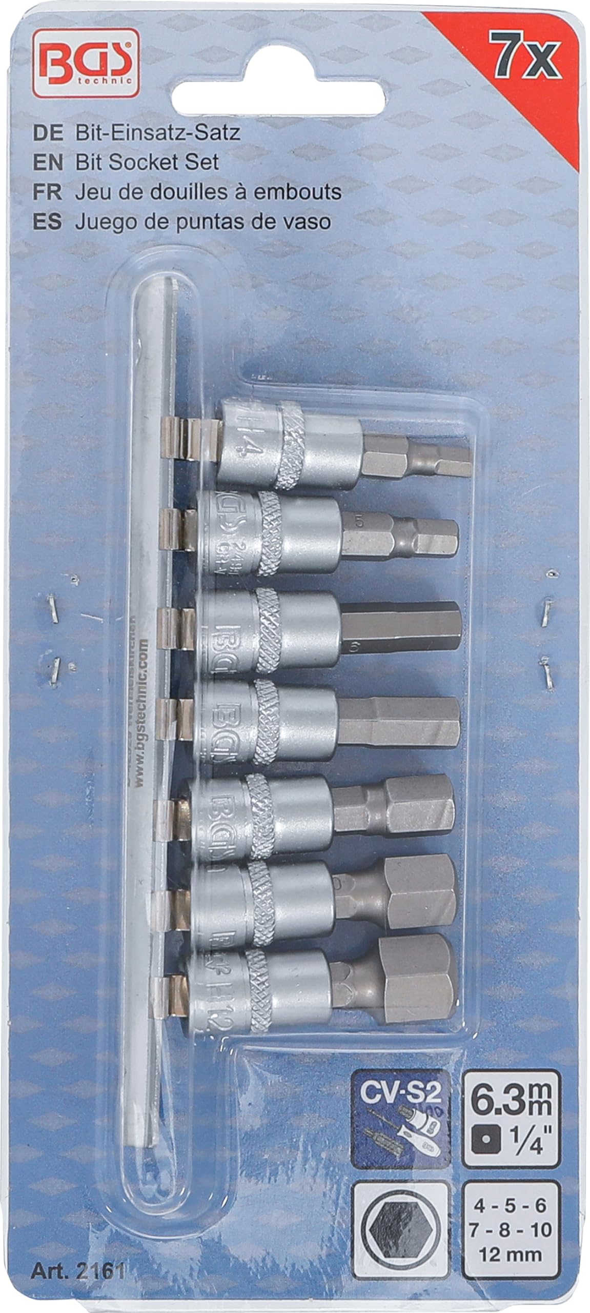 BGS 2161 | Serie di chiavi a bussola | 6,3 mm (1/4") | esagono interno 4 - 12 mm | 7 pz.