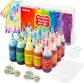Vanstek 20 Colors Tie Dye Kit, Tie Dye Shirt DIY Fabric Dye for Women, Kids, Men, with Rubber Bands, Great for Family Frie...