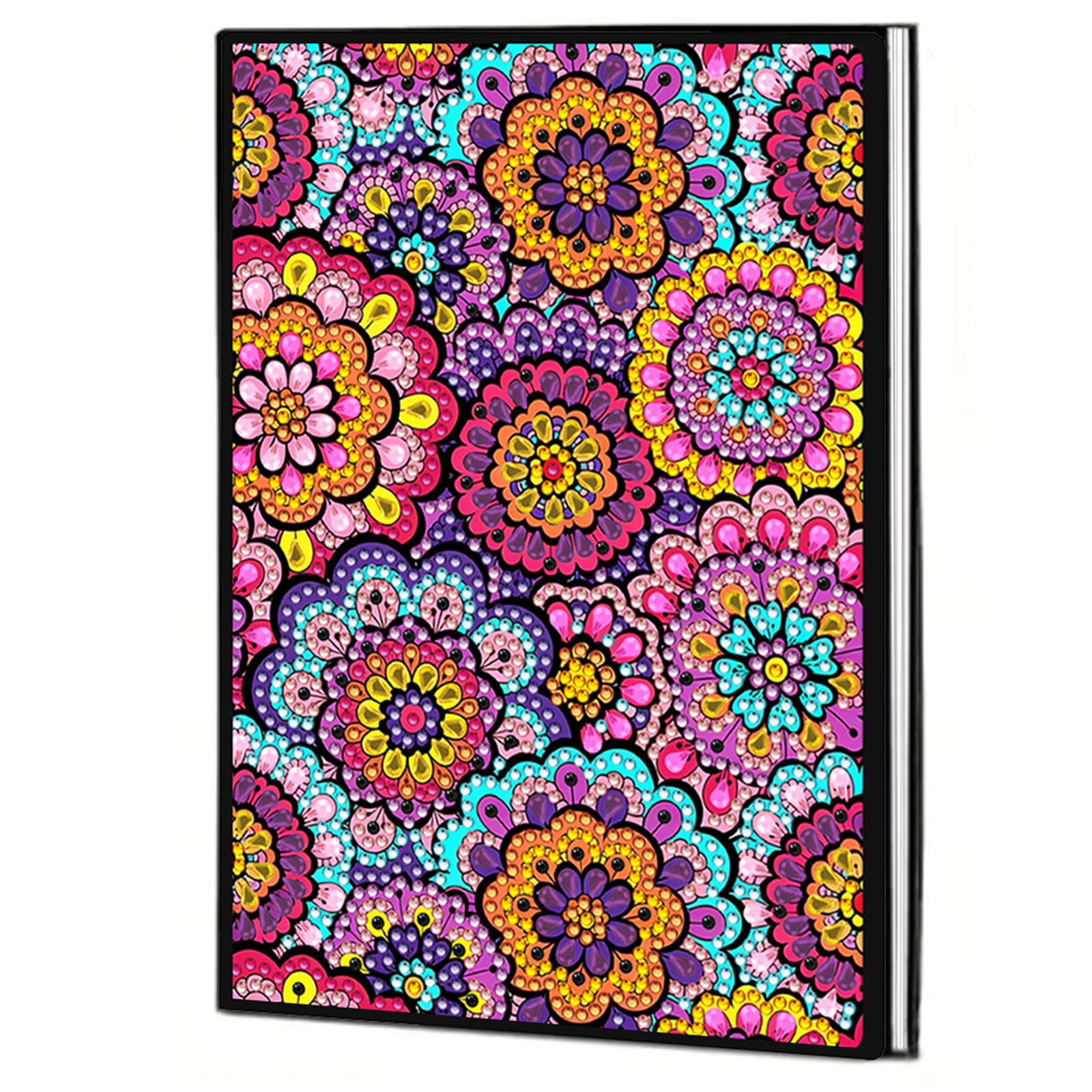 Diamond Art Notebooks — A5 Special Shape Diamonds Dot Painting Journal 50 Pages, DIY Gem Painting Kit Diamond Art Book Sketchbook Craft Gift for Adults Beginners(Pink Mandala)