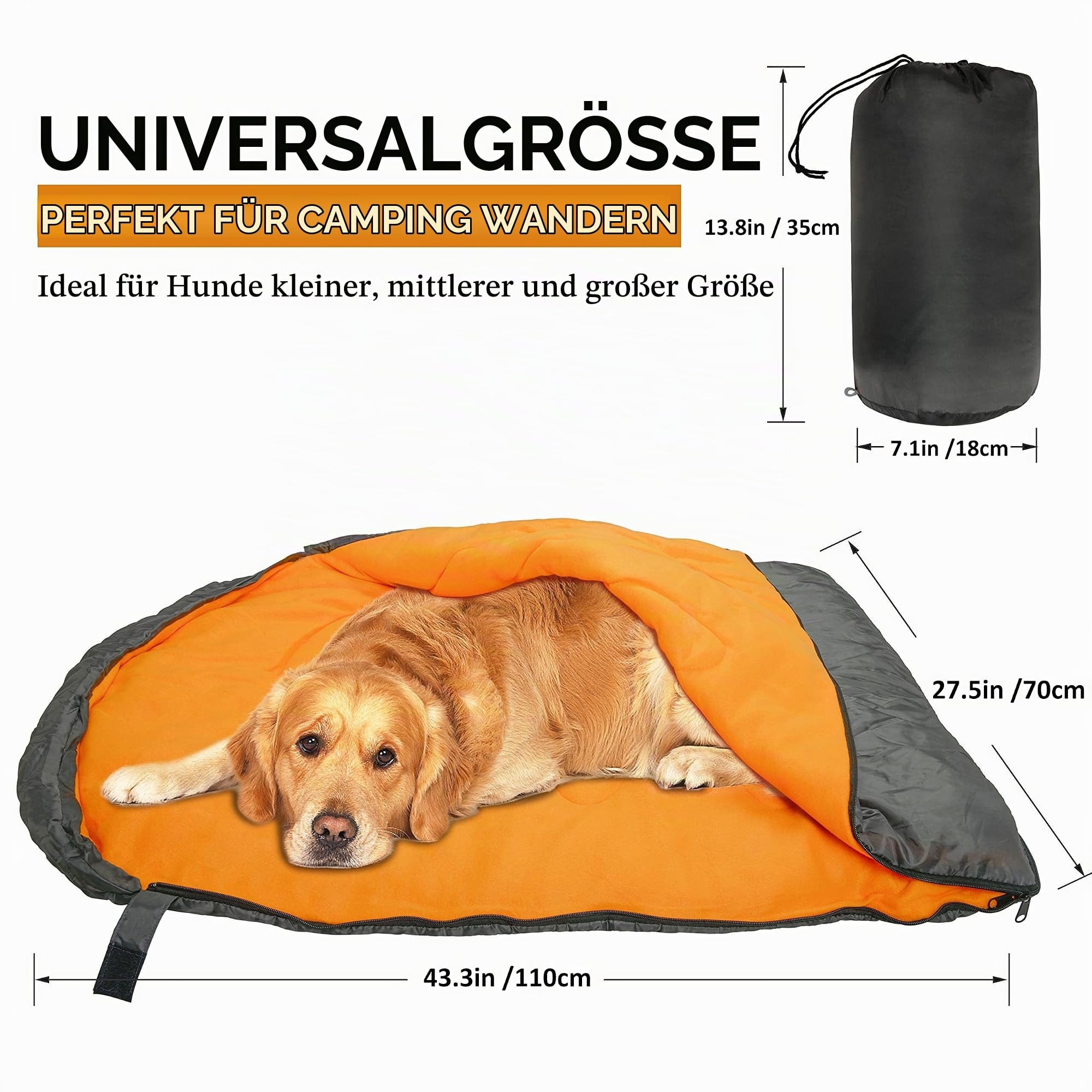 OROOTL Hundebett Schlafsack für Hunde Haustiere Warme wasserdicht Hundeschlafsack Rucksack Packbar Leichtes Hunde Waschbar Reisebett für Camping Wandern Outdoor Indoor