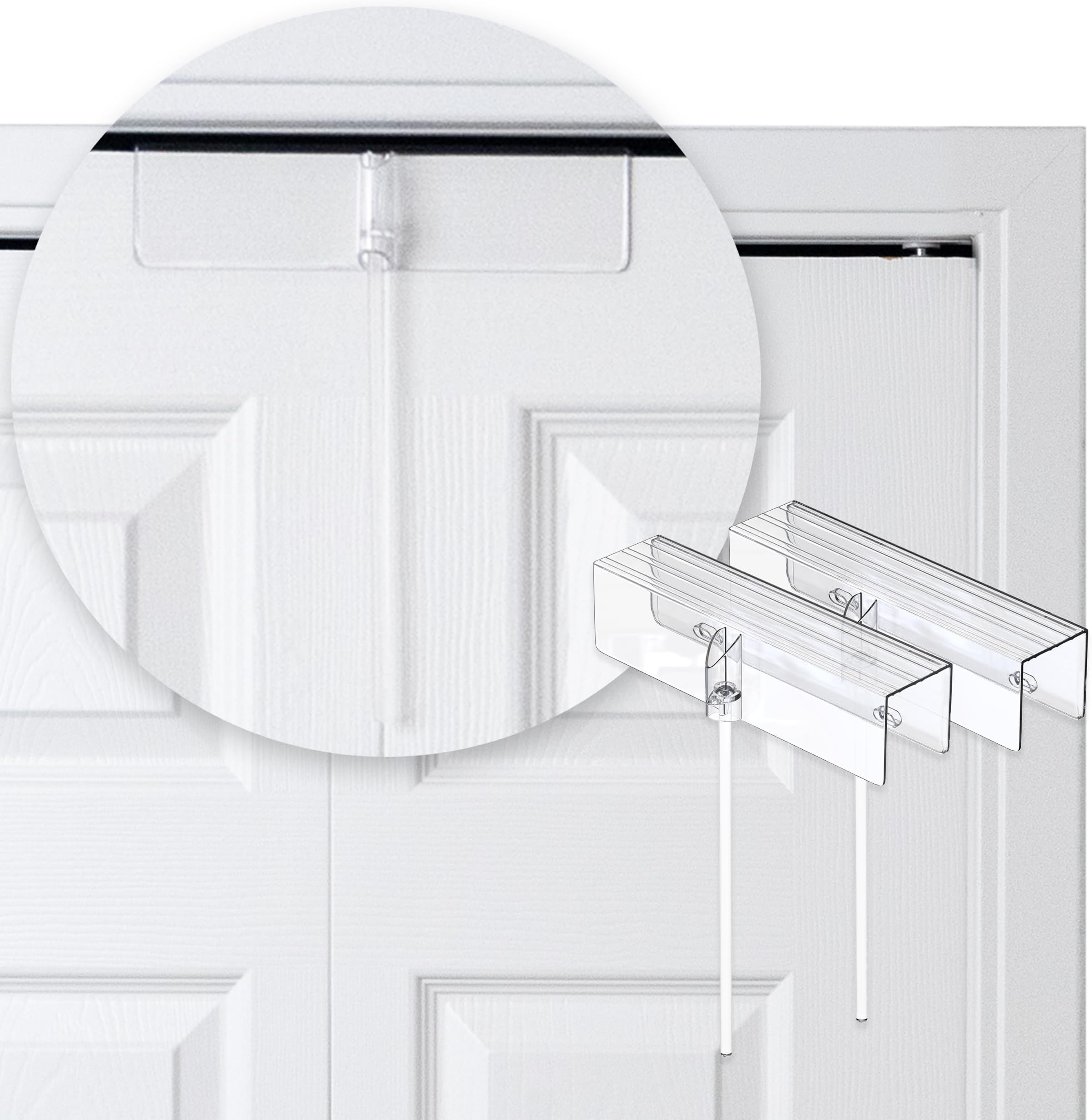 (2- Pack) - Safety Innovations Bi-fold Door Lock - Closet Protection Child and Pet Proof Bi-fold Door Lock - Tool-Free Installation - Unbreakable Clear Polycarbonate - for 1 3/8" Thick Wood Doors