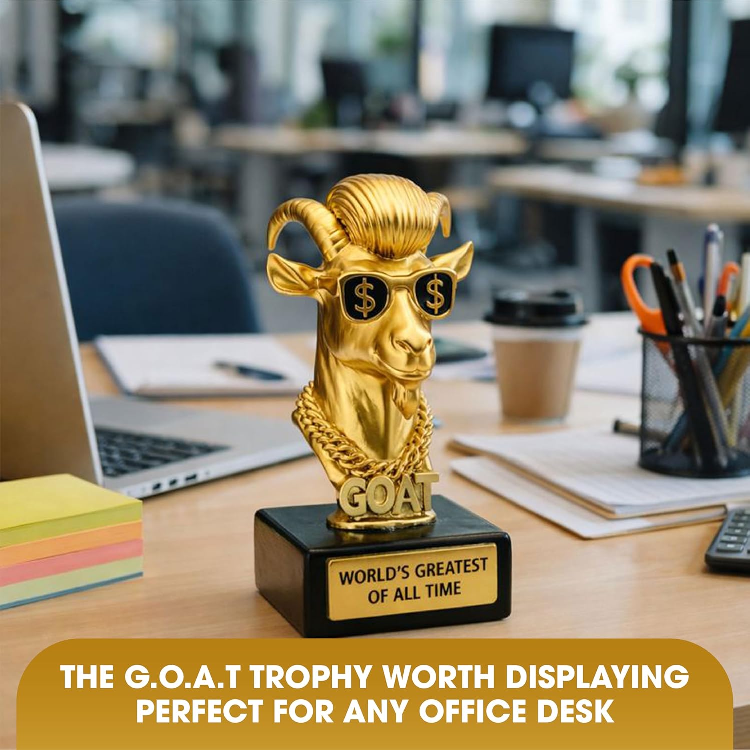 Goat Trophy Awards - Resin Fantasy Football Trophy - Football Trophy Awards and Trophies - Funny Greatest of All Time Trophy for Champion, Office MVP Gifts, Winner & Gag Gifts