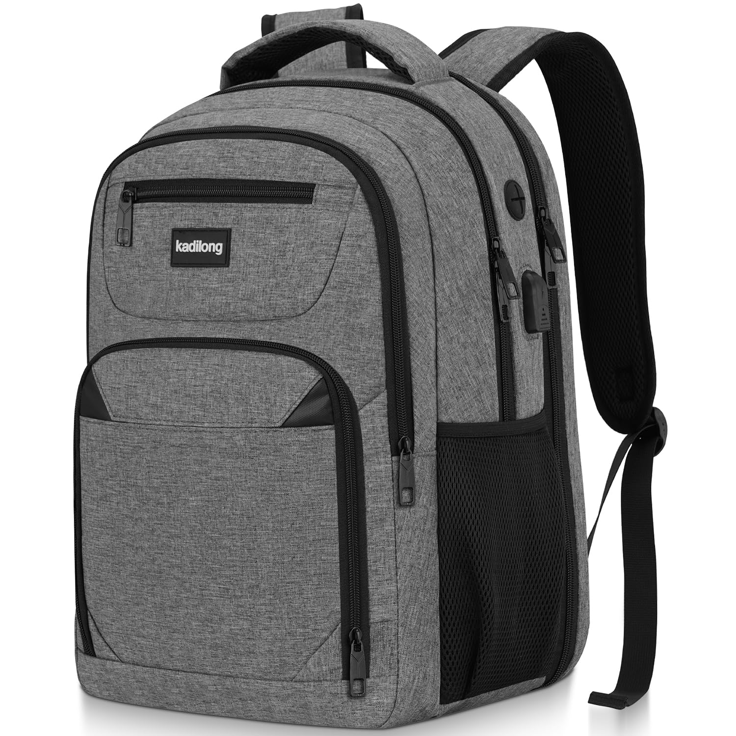 kadilong 17,3 Pouces Sacs à Dos pour Ordinateur Portable pour Homme,Sac École Secondaire Cartable Lycée Garçon avec Port USB