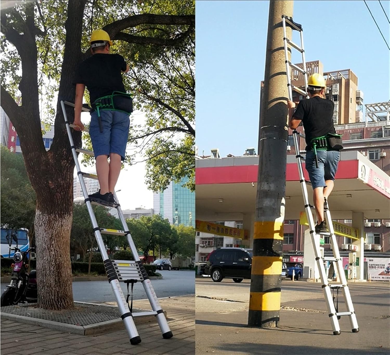 Climb Telescoping Extension Ladder for 8m/ 7m/ 6m/ 5m/ 4m/ 10FT/ 2m Rooftops, Aluminium Telescopic Ladders for Home Attic & Outdoor Building, Load 150kg (Size : 1.4m/4.6ft) Star of Light