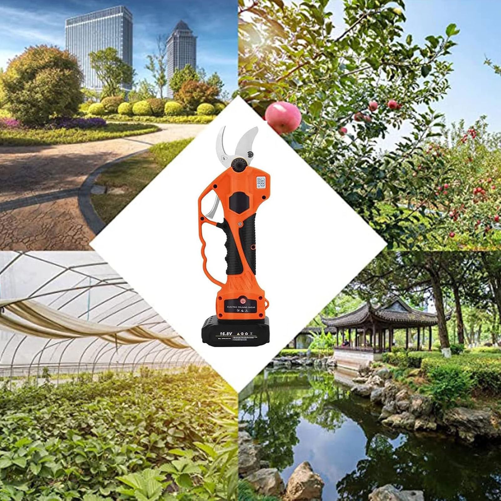 Tijeras Podar Eléctricas, Tijeras Podar con Baterías 2x21V 2Ah,Tijeras Poda 40 mm con Display,Tijeras Podar 500W con Motor Brushless para Jardinería,Árboles Frutales,Viñedos,WithoutRod