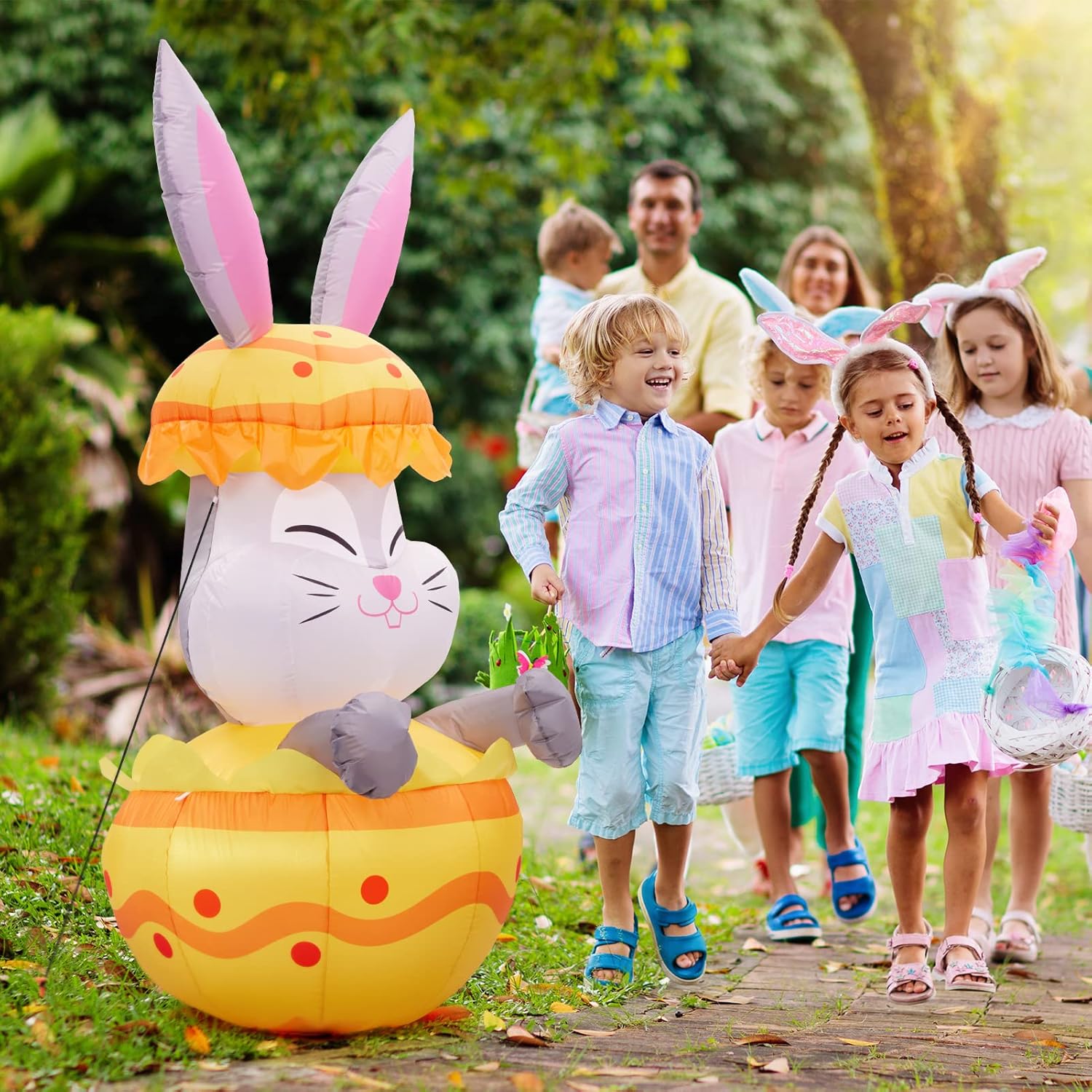 WBHome Easter Inflatable Outdoor Decorations, 4.5 Ft Inflatable Easter Bunny Break Eggshell, Easter Blow Up Yard Decorations with LED Lights for Holiday Lawn Yard Home Party Indoor Outdoor Decor : Patio, Lawn & Garden