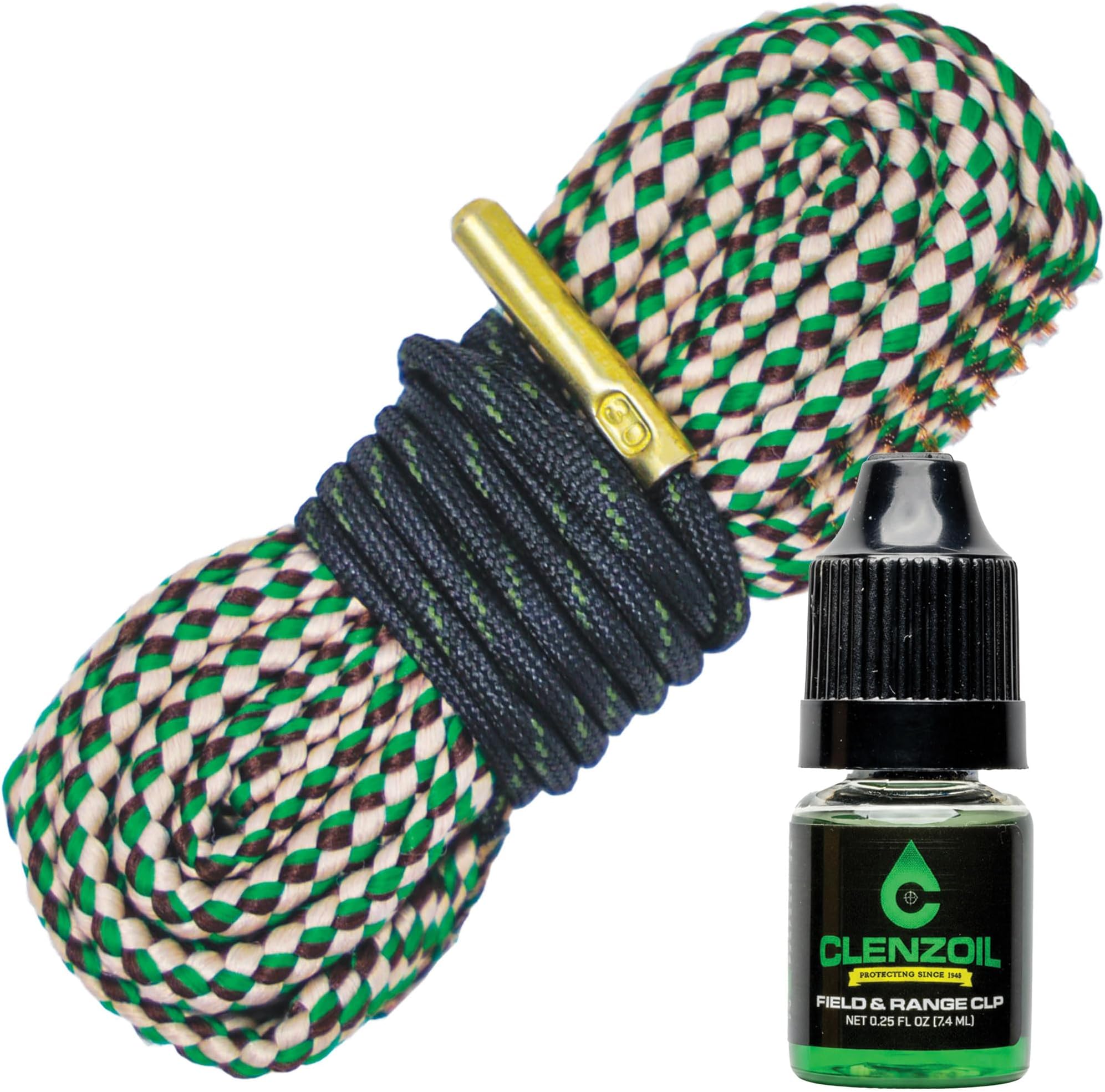 CLENZOIL Field & Range Cobra Bore Cleaner | Gun Barrel Cleaning Tool | Brass Brush Embedded in Cotton Bore Rope