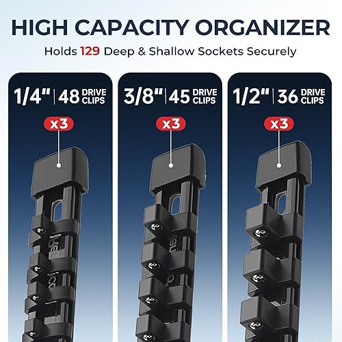 Miniatura 2 de Organizador de Enchufes ABS para Herramientas - Porta Enchufes Negro de Calidad Premium, Kit de 9 Piezas con 14 Pulgadas x 48 Clips, 38 Pulgadas x