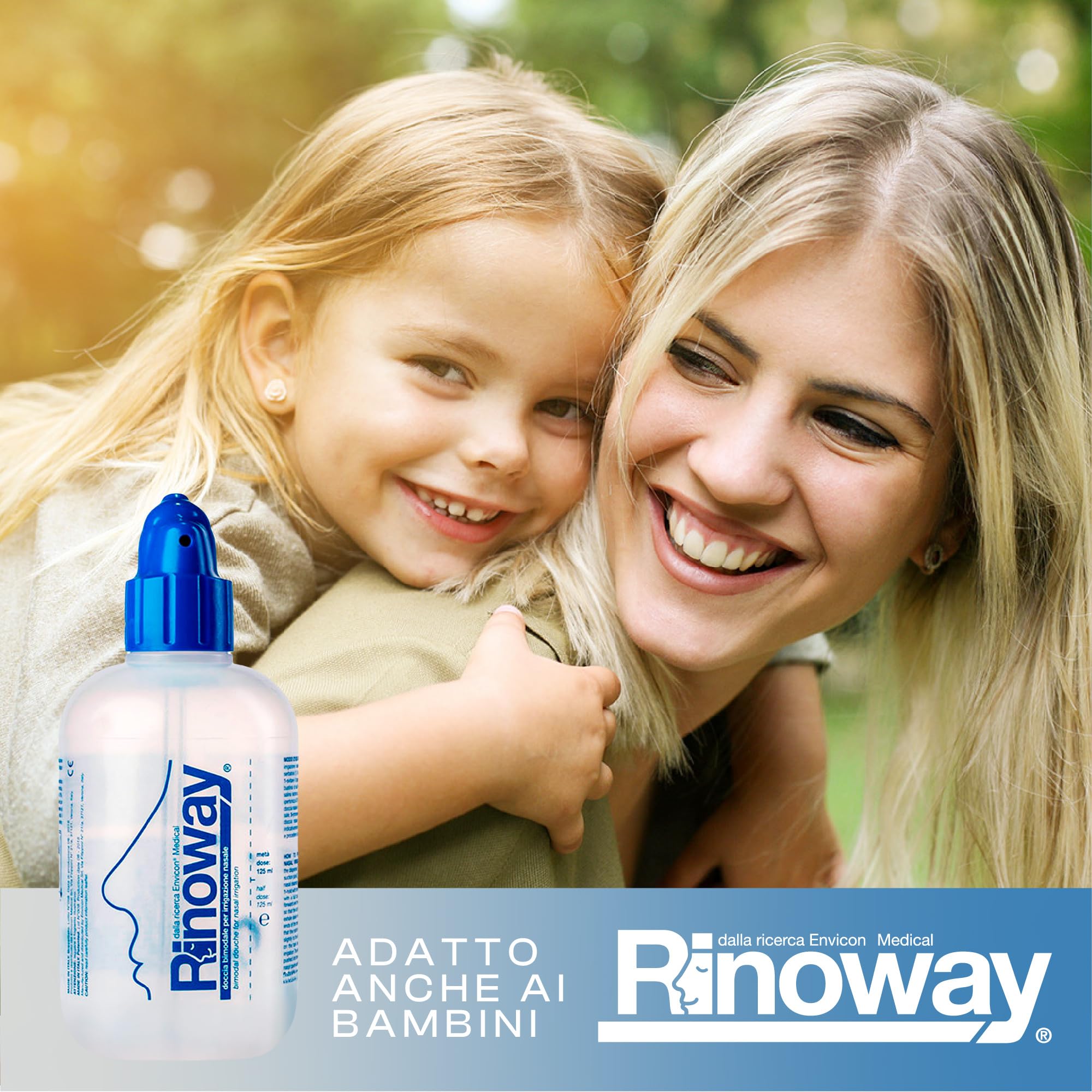 Lavage de nez - Sinus Rinse - Irrigation Nasale- Neti Pot - Douche Nasale Rinoway. Flacon 250 ml, embout de nébulisation et tubulure. pression ou par nébulisation pour les nourrissons et les enfants.