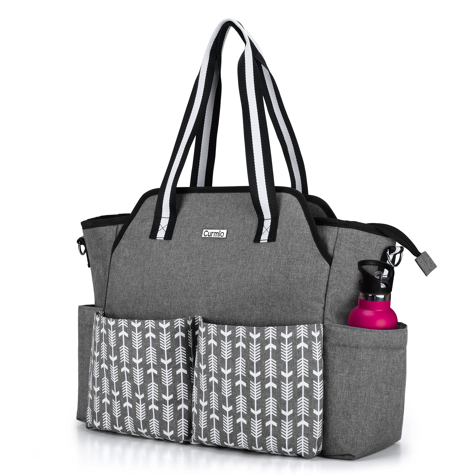 CURMIO Borsa per infermiere, borsa portatile per forniture mediche con tracolla per visite a domicilio, studio clinico, assistenza sanitaria, solo borsa, Grigio