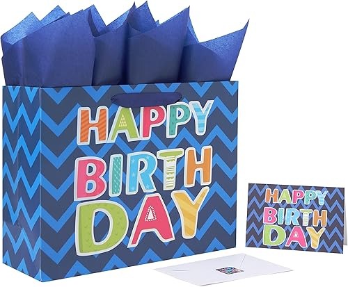 Miniatura 1 de Bolsa de regalo azul grande de 13 pulgadas para fiestas de cumpleaños de hombres o mujeres, fiestas de niños, niñas o niños, baby showers, bebés