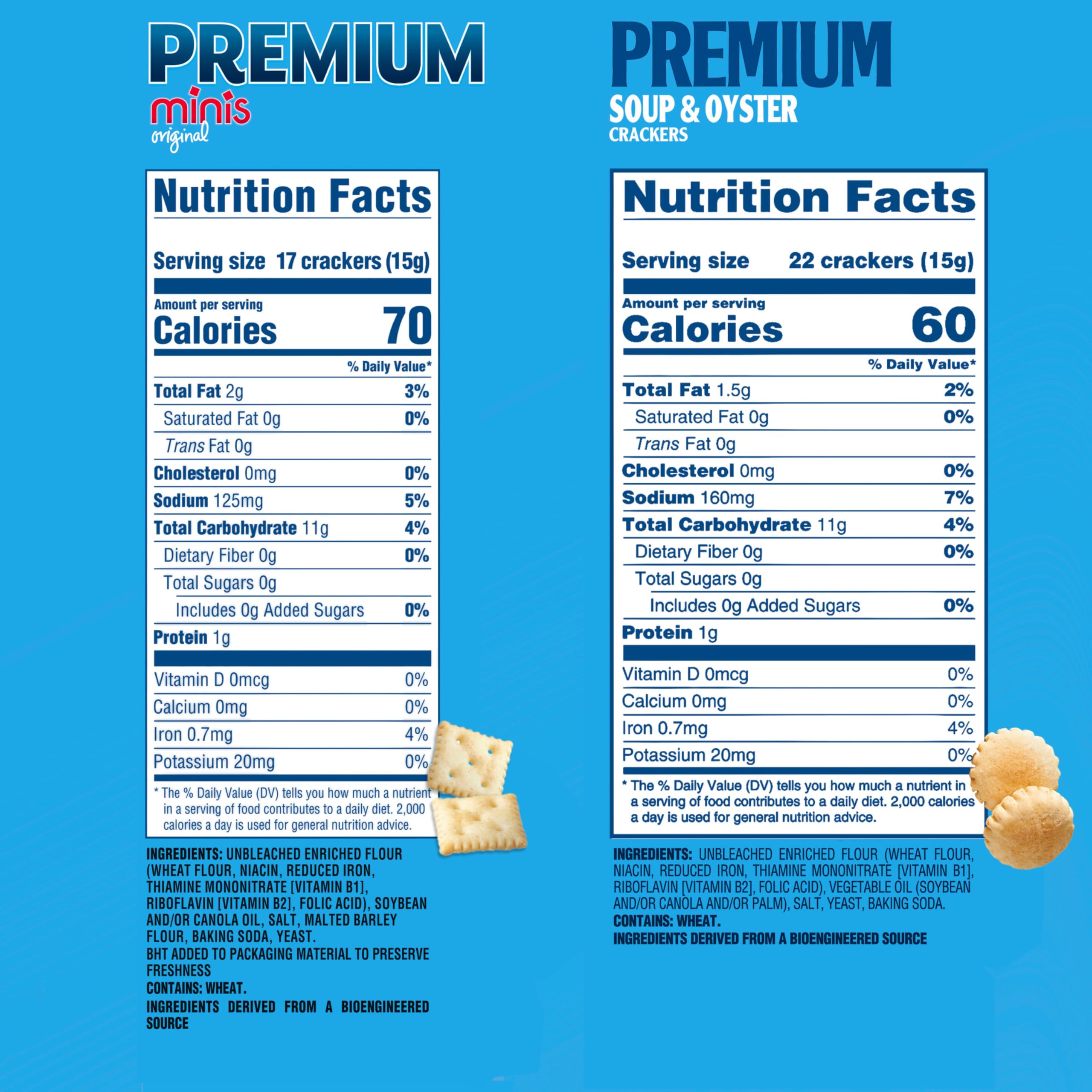 Premium Crackers Variety Pack, Soup & Oyster Crackers, 2 Bags and Premium Minis Original Saltine Crackers, 2 Boxes