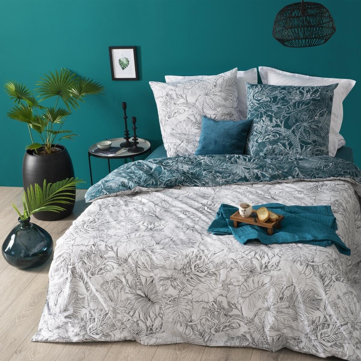 Parure de lit Jungle Atmosphera 240x220 housse de couette coton imprimé exotique