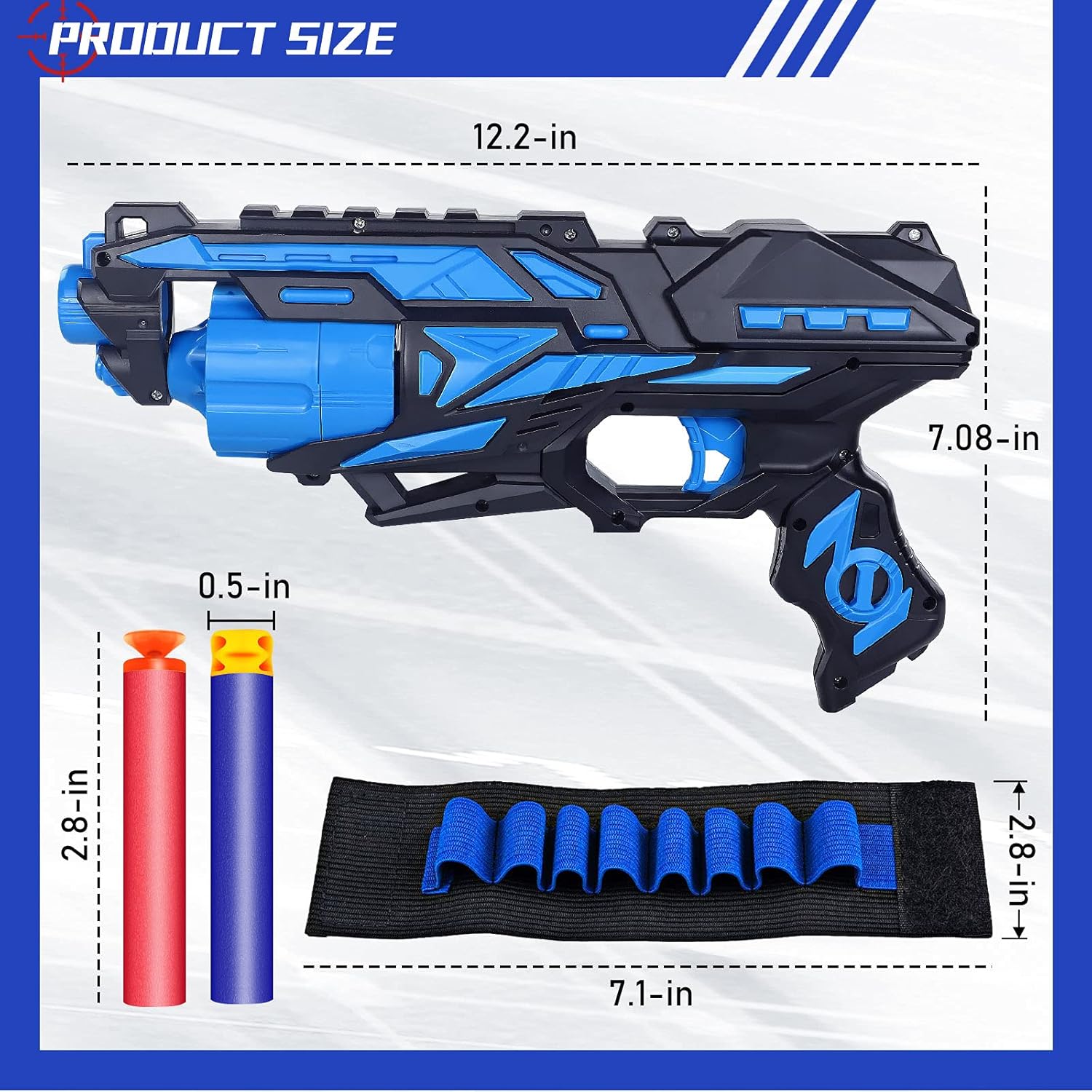 POKONBOY 2 Pack Blaster Toy Guns and 2 Tactical Vests, 6-Dart Rotating Barrel with 80 Refill Darts and 2 Wristbands for Kids Age 6+