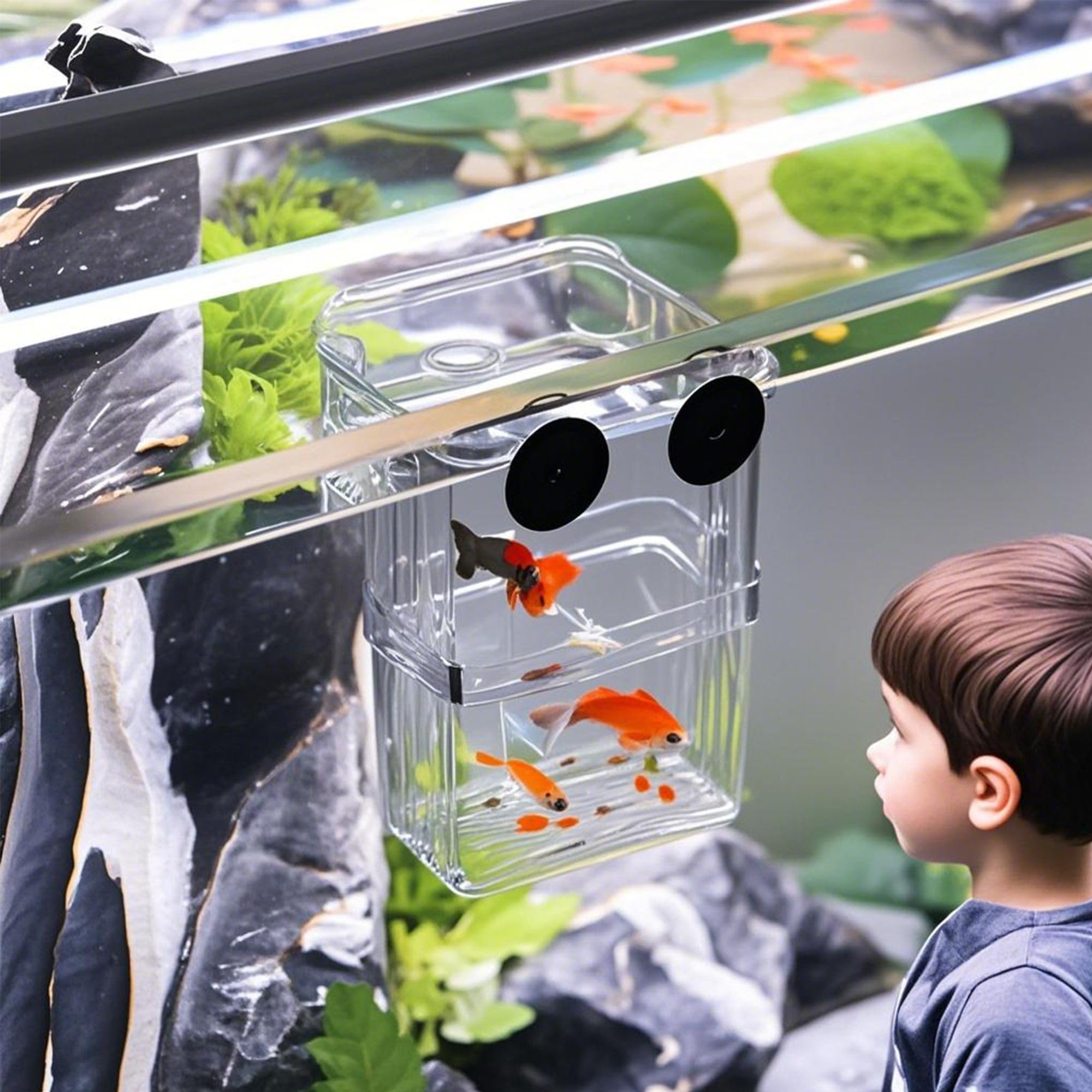 Contenitore Per Allevamento Pesci Per Acquario, Incubatore Galleggiante In Plastica, Serbatoio Di Pesce Allevamento Scatola, Con Ventose, Per Gamberetti, Pesci Pagliaccio,Aggressivi Feriti