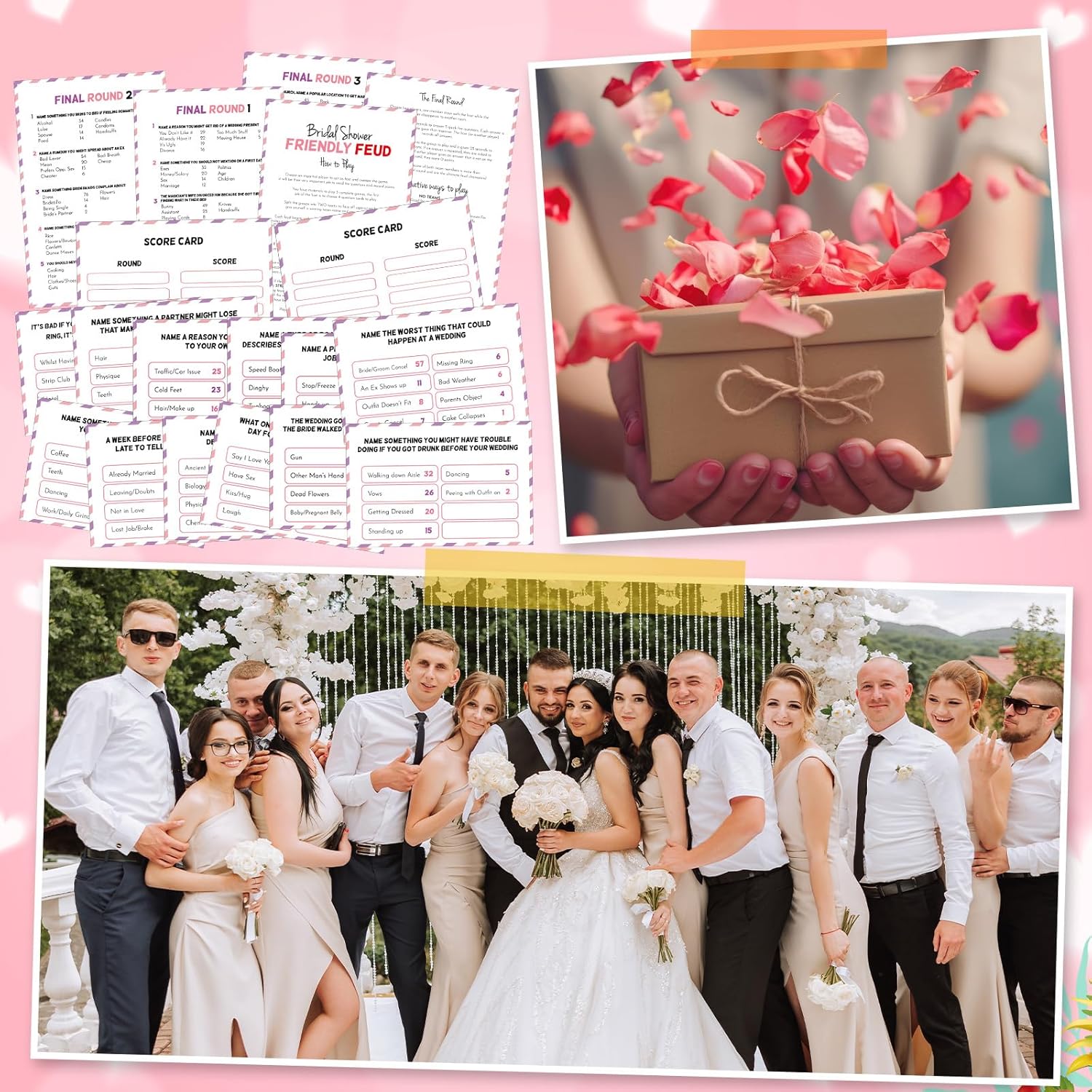 Halloscume Bridal Shower Friendly Feud Game with 2 Answer Buzzers, Wedding Feud Cards for Family Game Night Fun Trivia Quiz for Bachelorette Party Family Guests Bridemaids