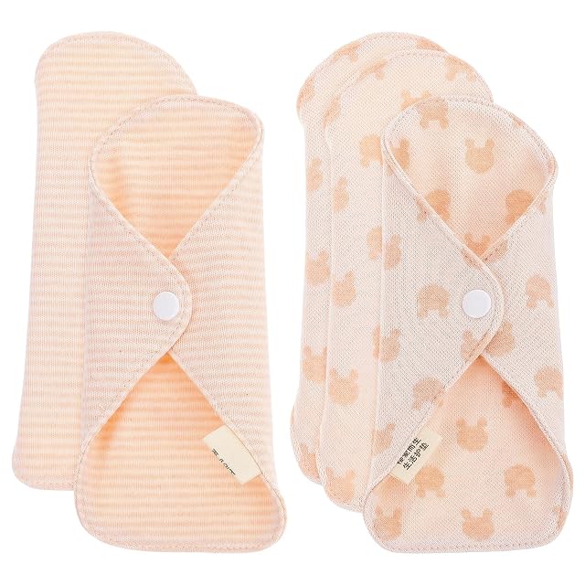 ERINGOGO Reusable Organic Cotton Menstrual Pads for Women 5pcs Super-Absorbent Washable Sanitary Towels Comfortable Feminine Care for Daily
