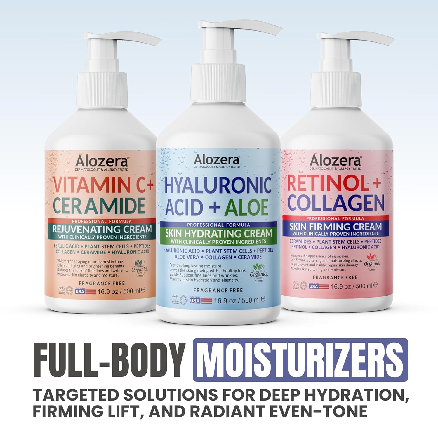 Alozera Hyaluronic Acid Face & Body Lotion with Aloe Vera, Daily Moisturizing Lotion for Dry Skin Hydration & Refresh, Non-Greasy, Lightweight, Fragrance-Free Moisturizer, 16.9 oz - Image 6