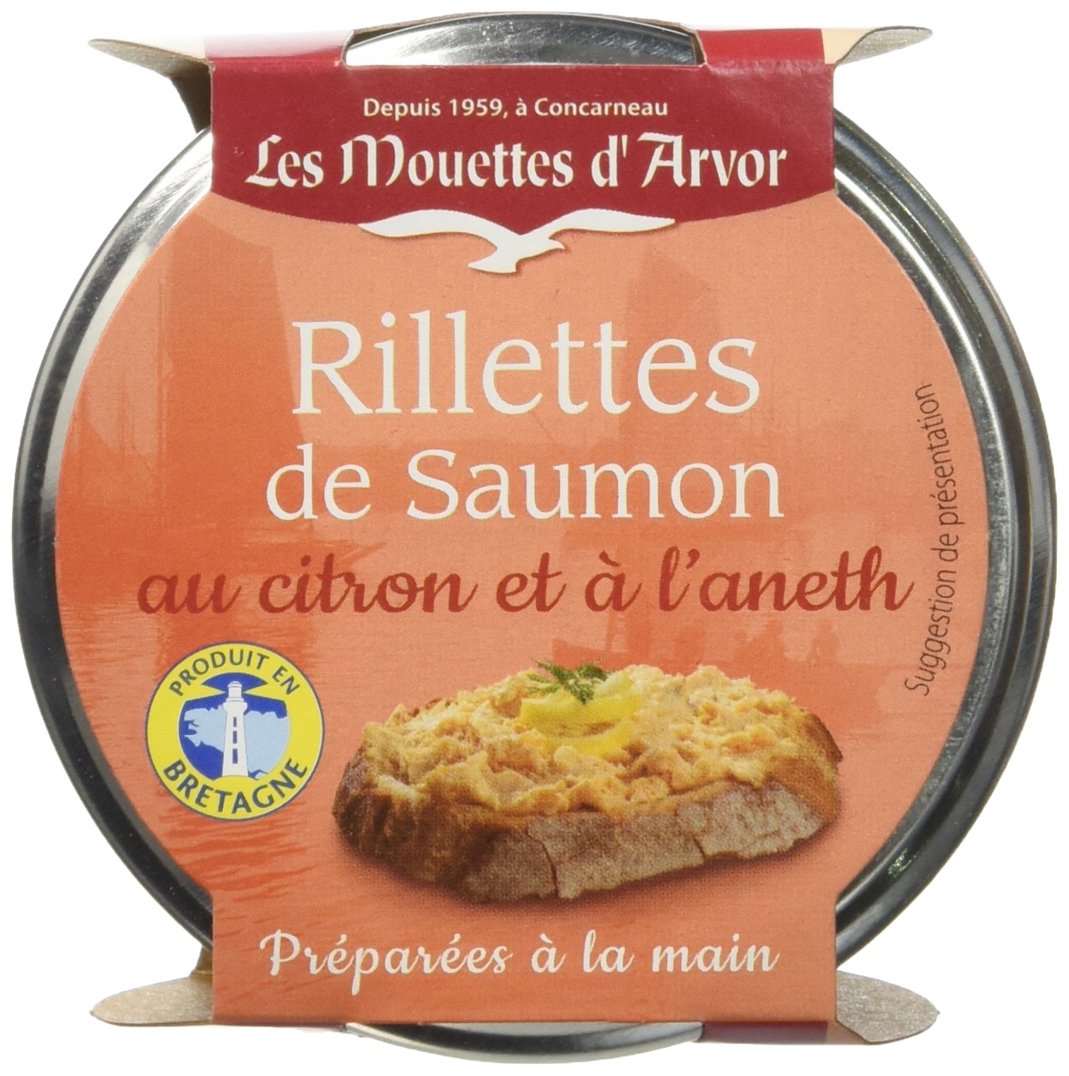 Les Mouettes d'Arvor Rillettes Saumon au Citron et à l'Aneth 125 g - Lot de 4
