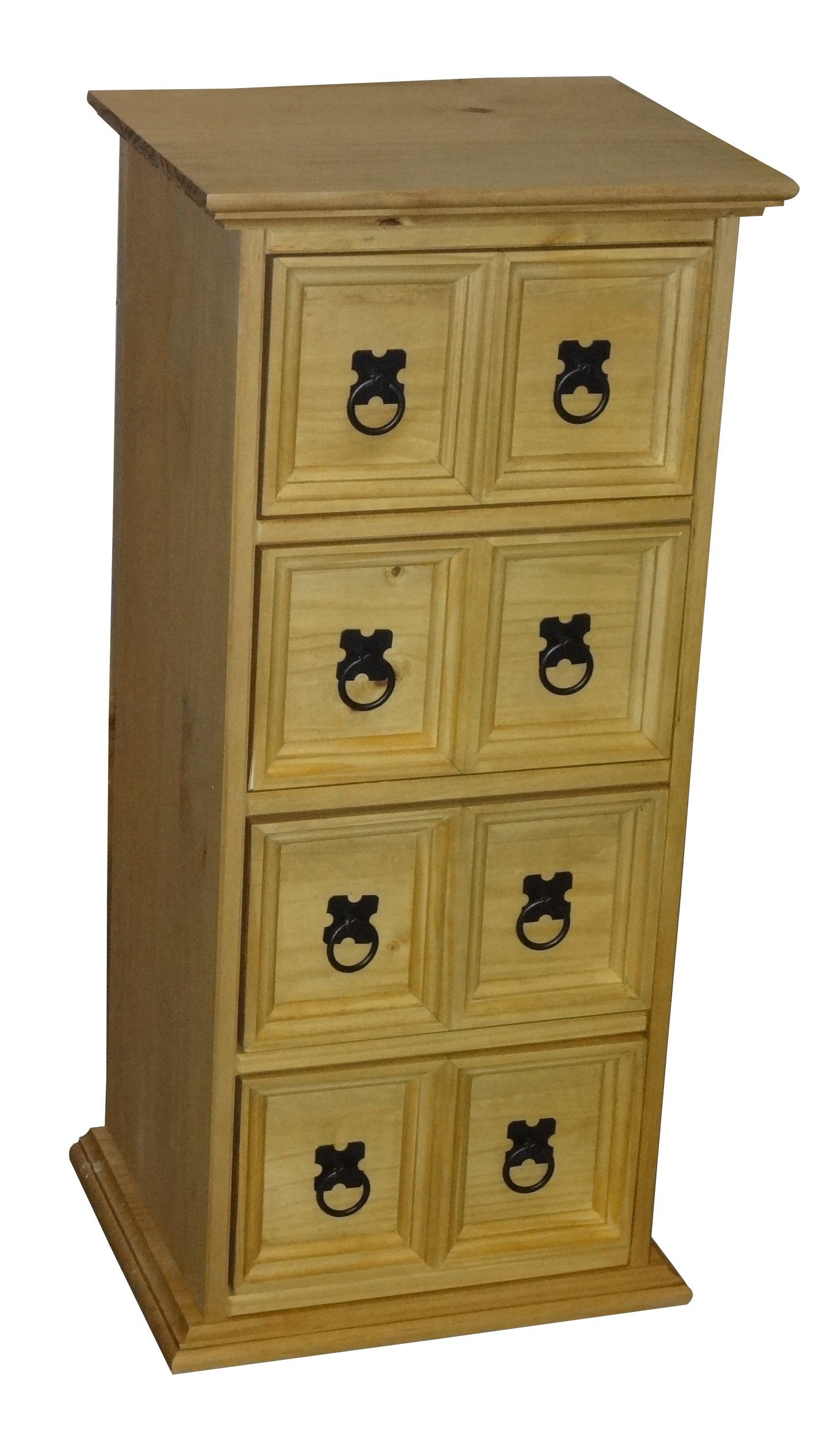 Corona Solid Wood Pine CD Storage Tower 4x2 Drawer Chest Media Living Room Office Wooden Side Lamp Table End Unit For Hallway Lounge Bedroom Mexican Style 81cm High 38cm Wide 30cm Deep