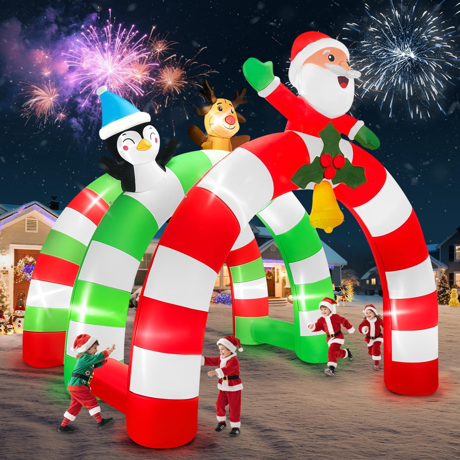 Arche gonflable de Noël géante Kalolary avec personnages de fête