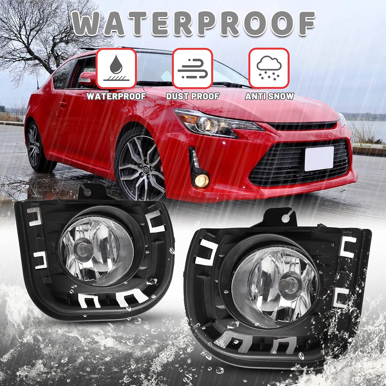 AUTOWIKI Fog Lamp Fit For 2014 2015 2016 Scion TC Fog Lights Assemblies With Wiring Kit 1 Pair