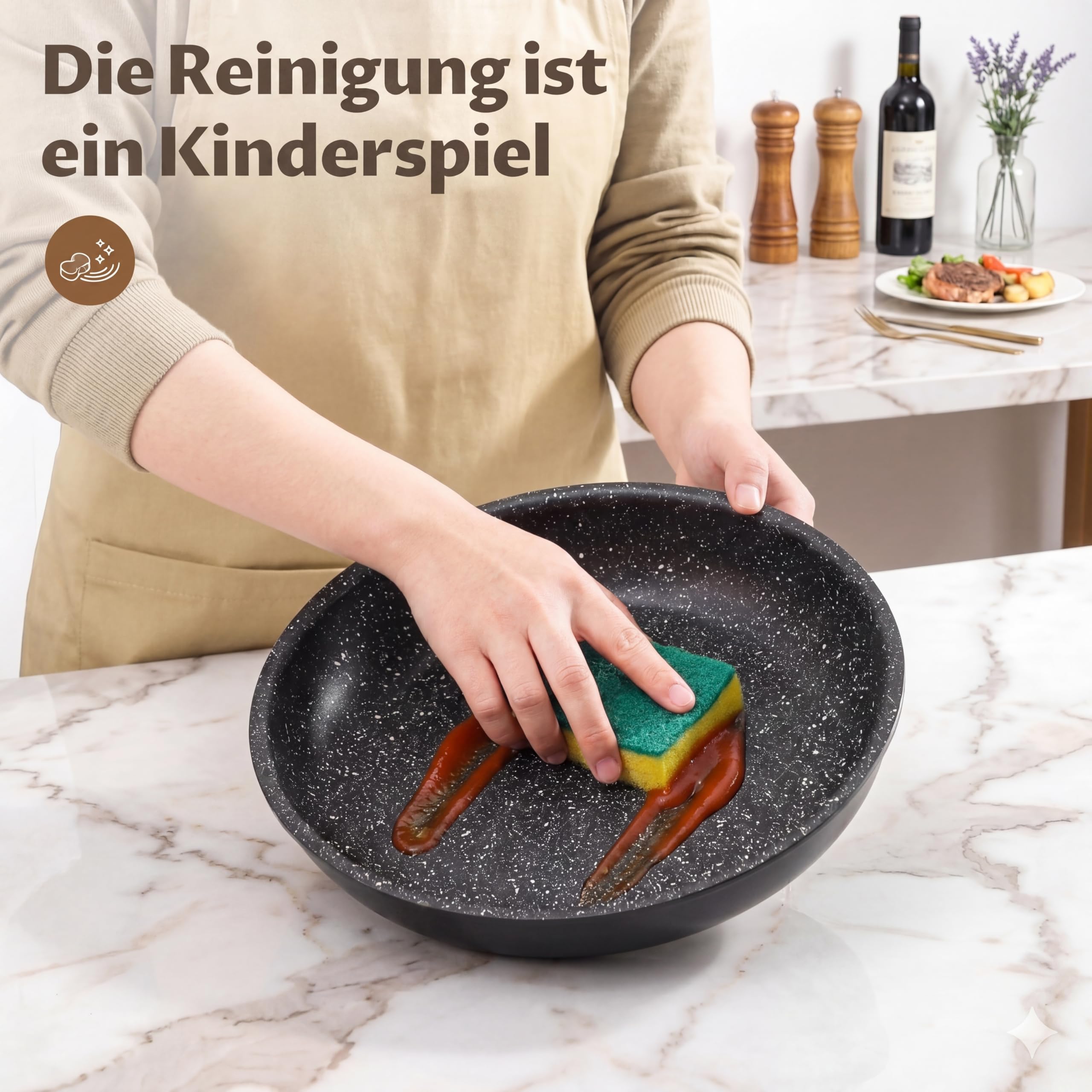 Fadware Pfannenset Induktion, Antihaftbeschichtete Bratpfanne 20, 24, 28 cm mit Abnehmbarem Griff für Kleine Küchen & Wohnmobile, Pfannen Set Stapelbar Platzsparend, für Alle Herdarten, Backofenfest