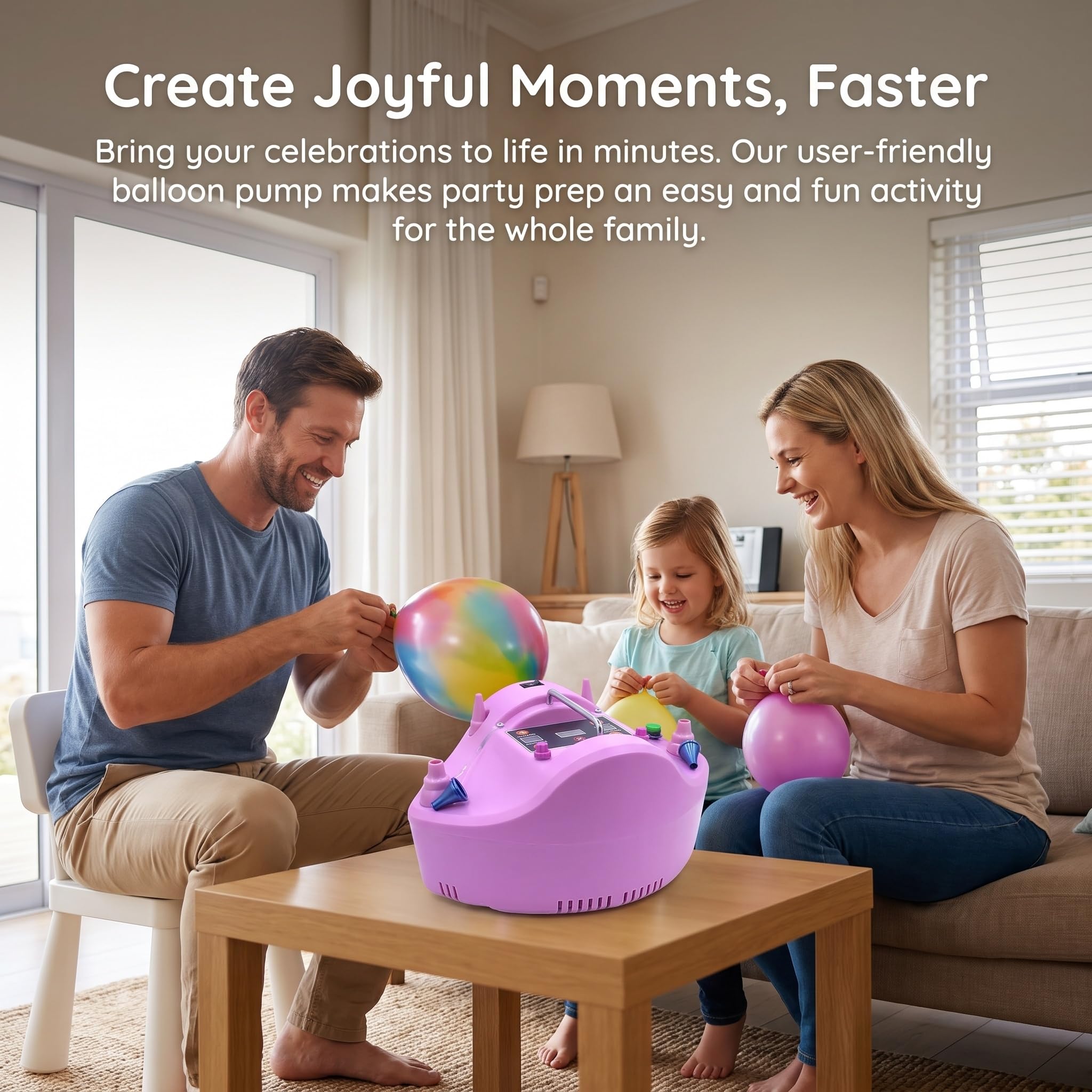 Pompa Elettrica per Palloncini, Gonfiatore Portatile A Doppio Ugello da 1200 W con Timer Digitale, Ideale per Compleanni, Feste, Matrimoni E Decorazioni per Eventi.