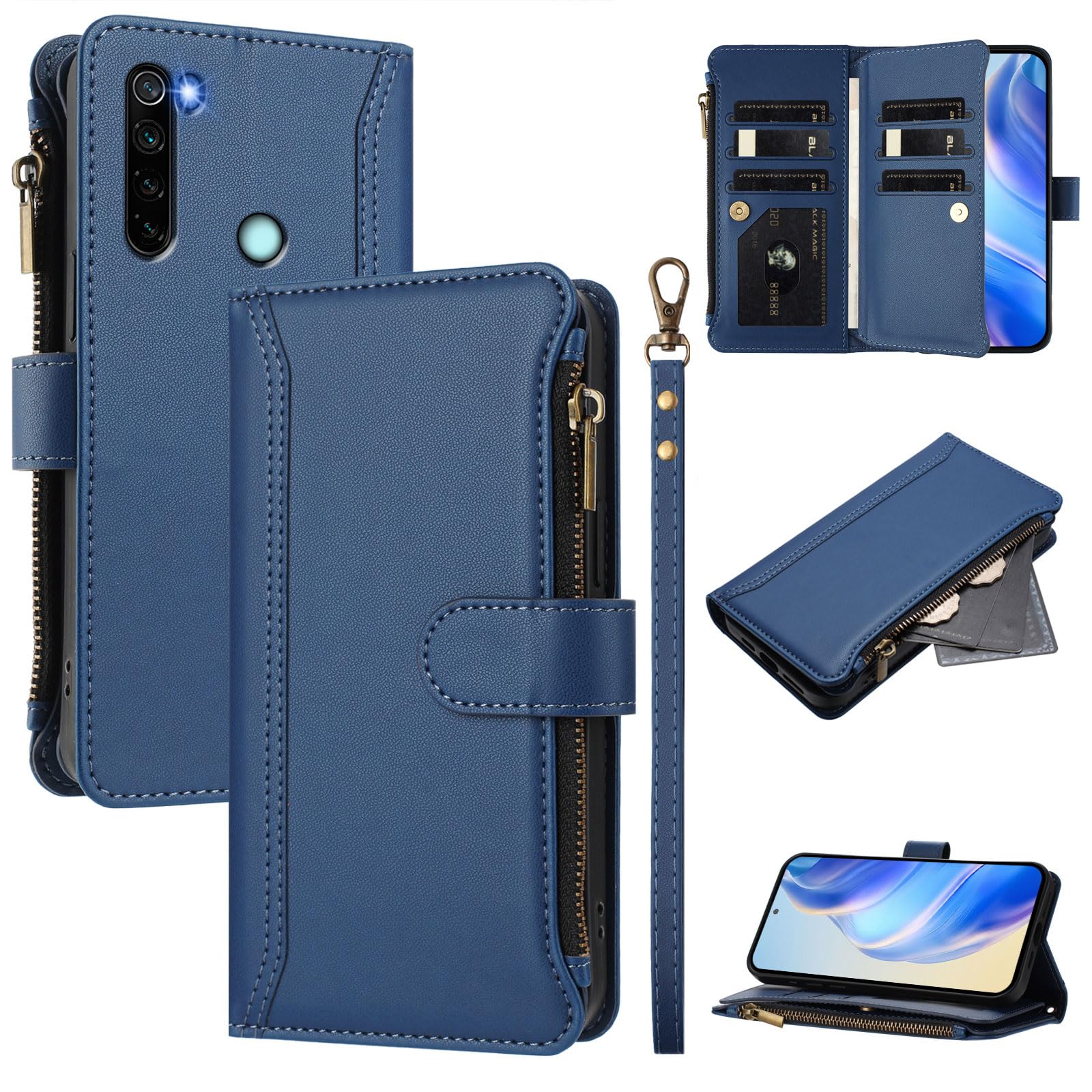 Compatible with Xiaomi Redmi Note 8 Wallet case, PU Leather Wallet Case Card Slot Kickstand Magnetic Closure Shockproof Flip Folio Book Case Cover for Xiaomi Redmi Note 8 (A)