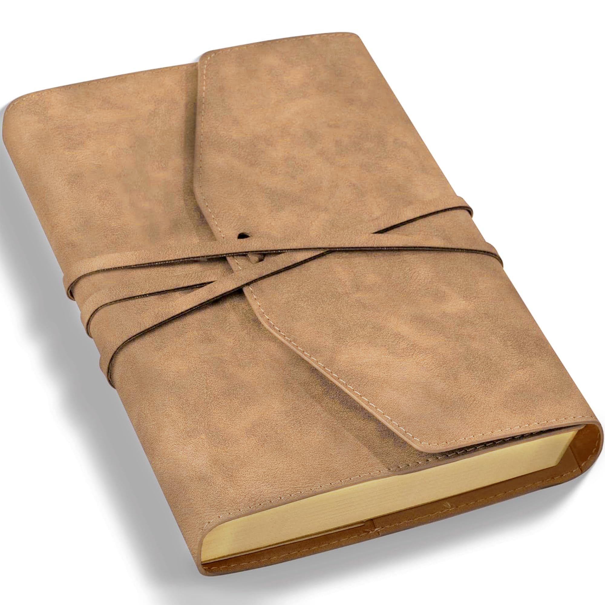 MINICAGIEMINICAGIE Vintage Journal for Women Men Leather Bound Journaling Notebook Diary 160 Pages Book of Shadows Journal Soft Cover Journals for Writing Travel Gifts, 5.9x 8.6 in, Light Brown