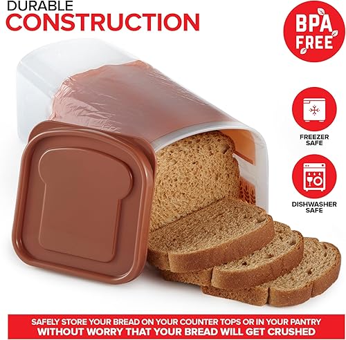 Miniatura 5 de Stock Your Home Recipiente para pan (paquete de 2) para pan, contenedor de almacenamiento de pan fresco, protector de pan transparente, soporte para