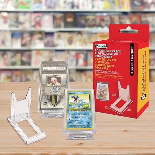 Miniatura 7 de EVORETRO Soporte de exhibición  Soporte de placa  Paquete de 6 soportes de acrílico ajustables compatibles con TCG, losa, tarjetas deportivas,