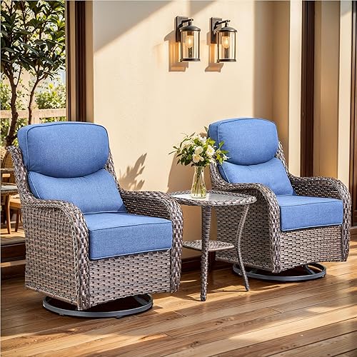 Luxury Outdoor Swivel Rocker Patio Chairs, High Back Patio Swivel