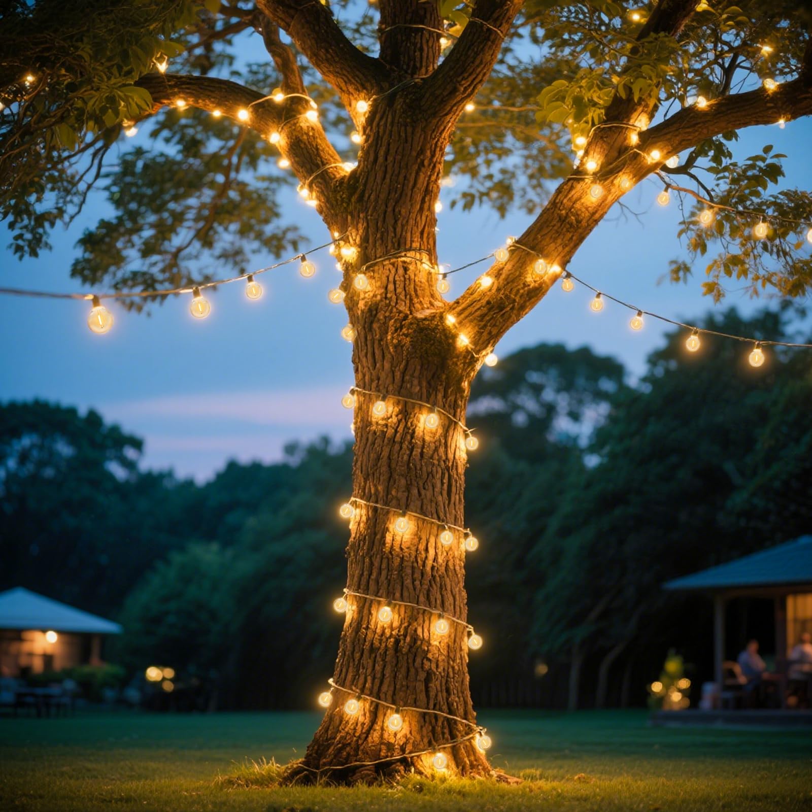 30M Dimmerabile Catena luminosa per esterni - IP45 impermeabile con 50+2 lampadine G40 (bianco caldo), illuminazione da giardino per terrazza, matrimoni, feste e balconi (Telecomando-30M)