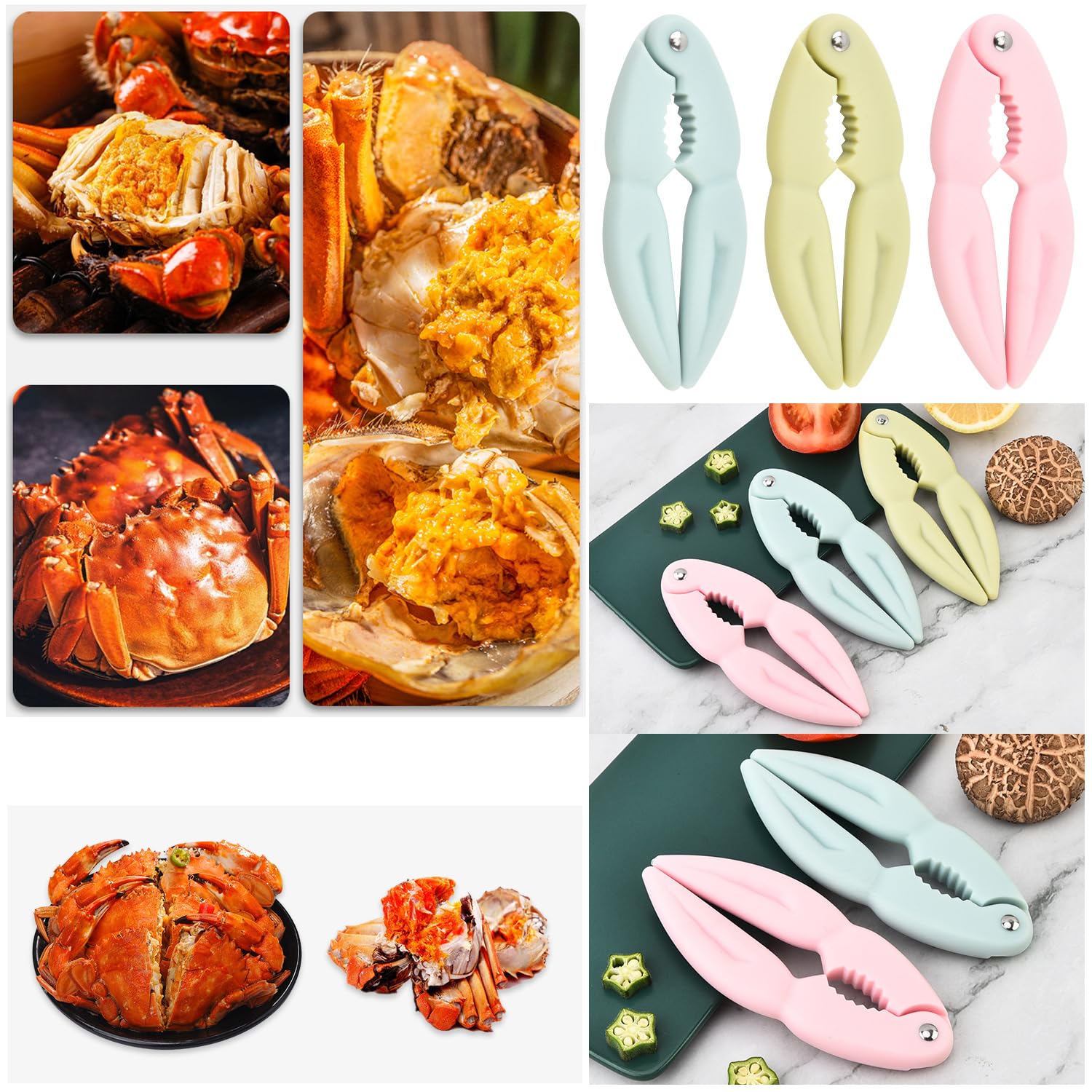 Juego de 6 herramientas para galletas de langosta, galletas de mariscos, galletas de patas de cangrejo, galletas de cangrejo, galletas de garra de cangrejo, cascanueces para agrietarse, comer