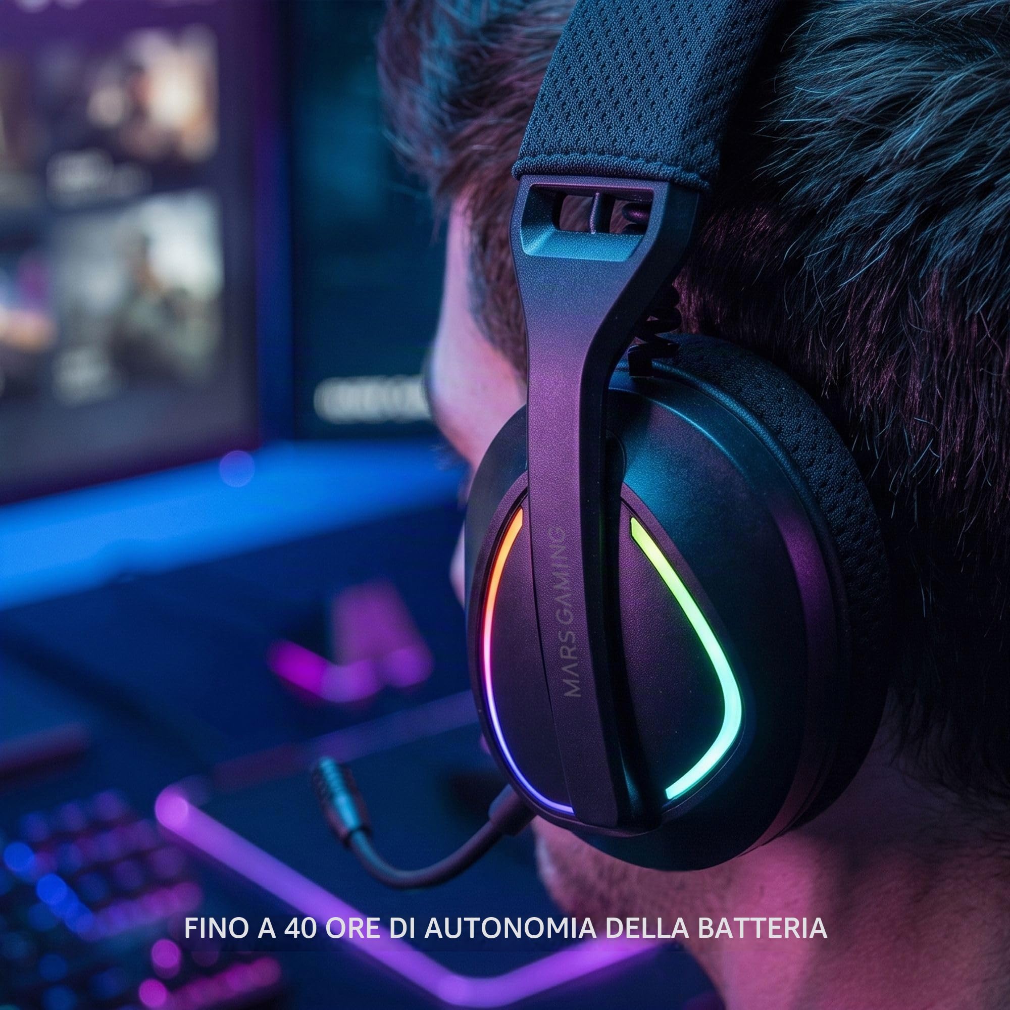 Mars Gaming MHW-QUASAR Cuffie Gaming Wireless ARGB Flow — immagine 4 di 12