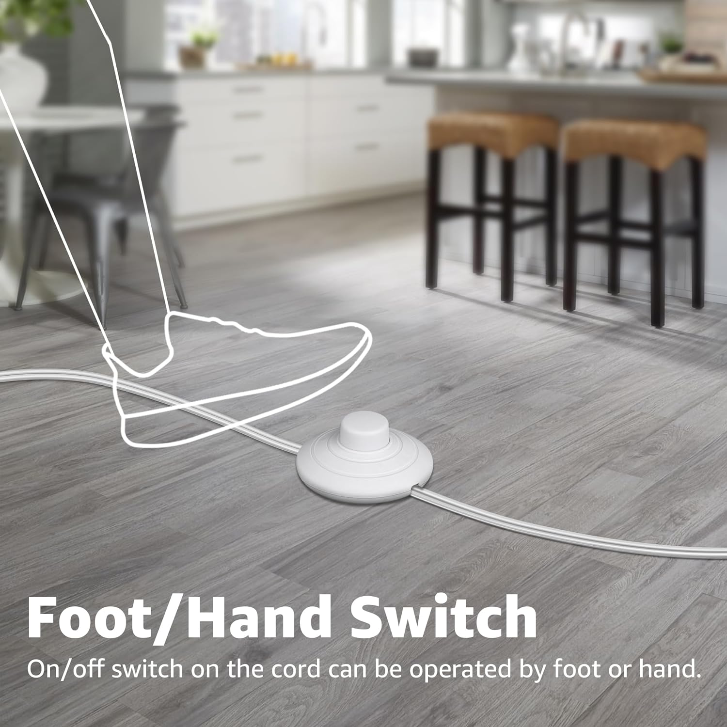 SUNVIE 2 Pack Up Lights Indoor Floor Can Light, Uplighting Indoor Spotlight Accent Lighting with 2700K GU10 LED Bulbs, 5W Uplights Floor Spot Light for Home Plant, 5.9 FT Plug Cord & Foot Switch