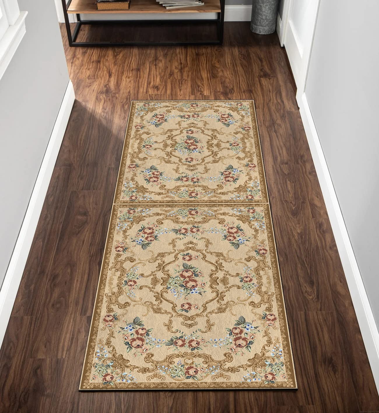 Läufer Teppich Küchen 120x600cm Braun Vintage Klassisch Küchenteppich Läufer rutschfest Lang Teppichläufer Waschbar Meterware Schlafzimmer Korridor 40-120cm Breit, Anpassbare Größe