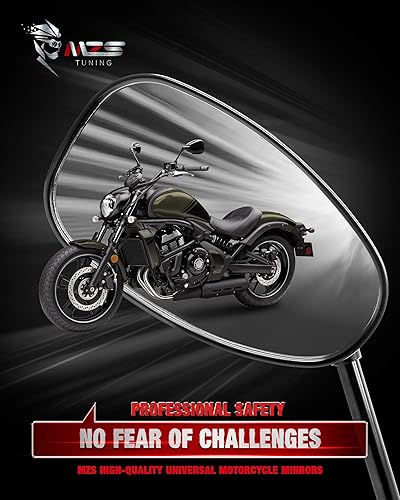 Miniatura 8 de MZS Espejos de motocicleta de 0.394 pulgadas, universales de 360 grados, ajustable, retrovisor, espejo lateral, montaje en manillar, ABS, negro,