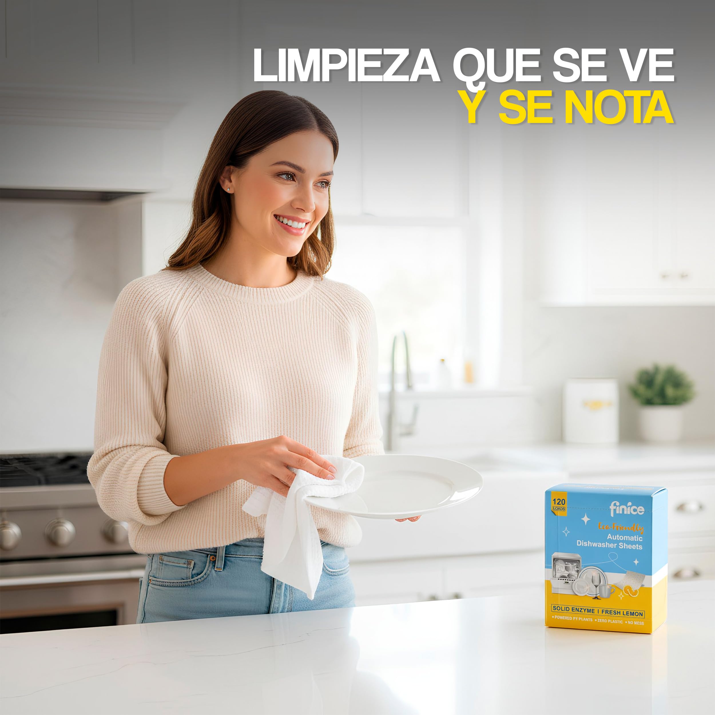 Jabón Lavavajillas Sin Disruptores Endocrinos Ecologico en Tiras |120 usos | Derivado de Plantas | Limpieza Profunda | Protección Cristal | Abrillantador Incorporado