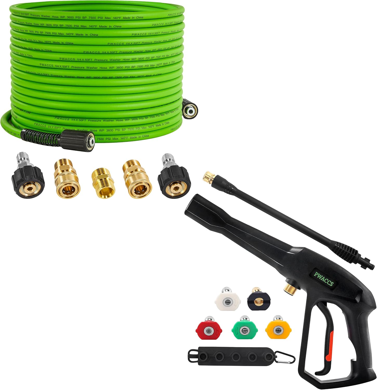 PWACCS Pressure Washer Hose for Power Washer; Pressure Washer Gun Replacement with Extension Wand Kit